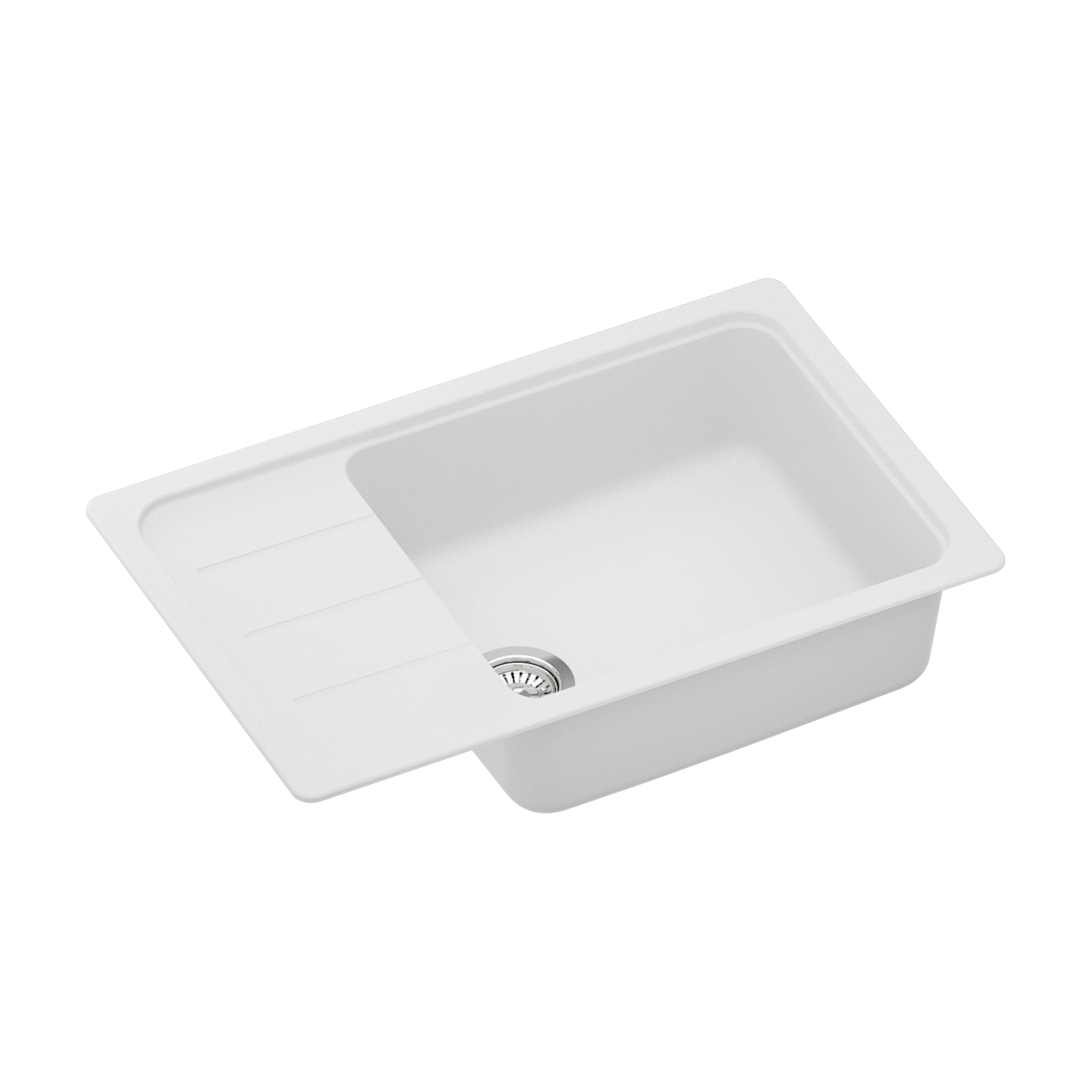 Evier en quartz et résine 1 bac 78 x 50 cm vidage inclus Form blanc - 8