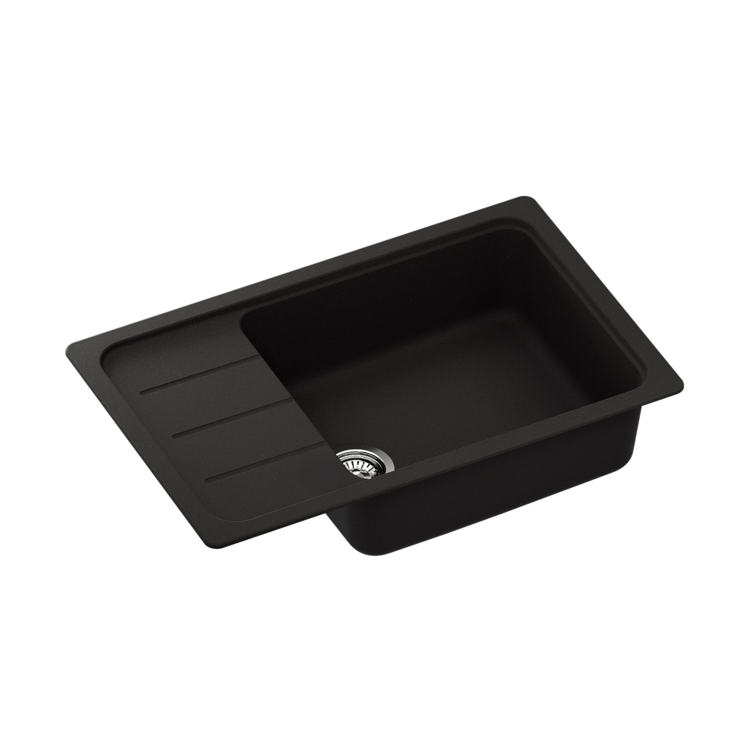 Evier en quartz et résine 1 bac 78 x 50 cm vidage inclus Form noir - 3