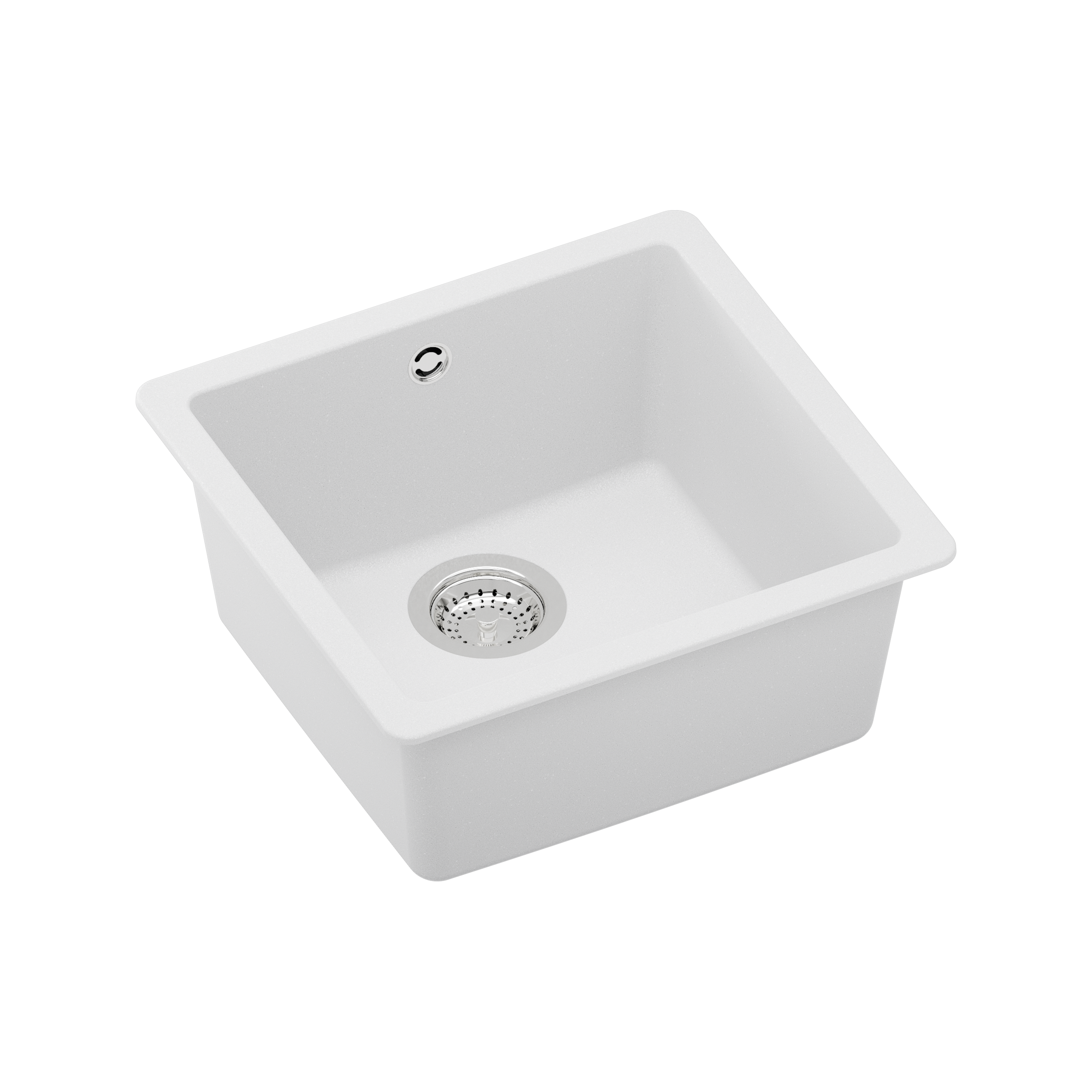 Evier en quartz et résine 1 bac 45 x 43 cm vidage inclus Frame blanc - 4