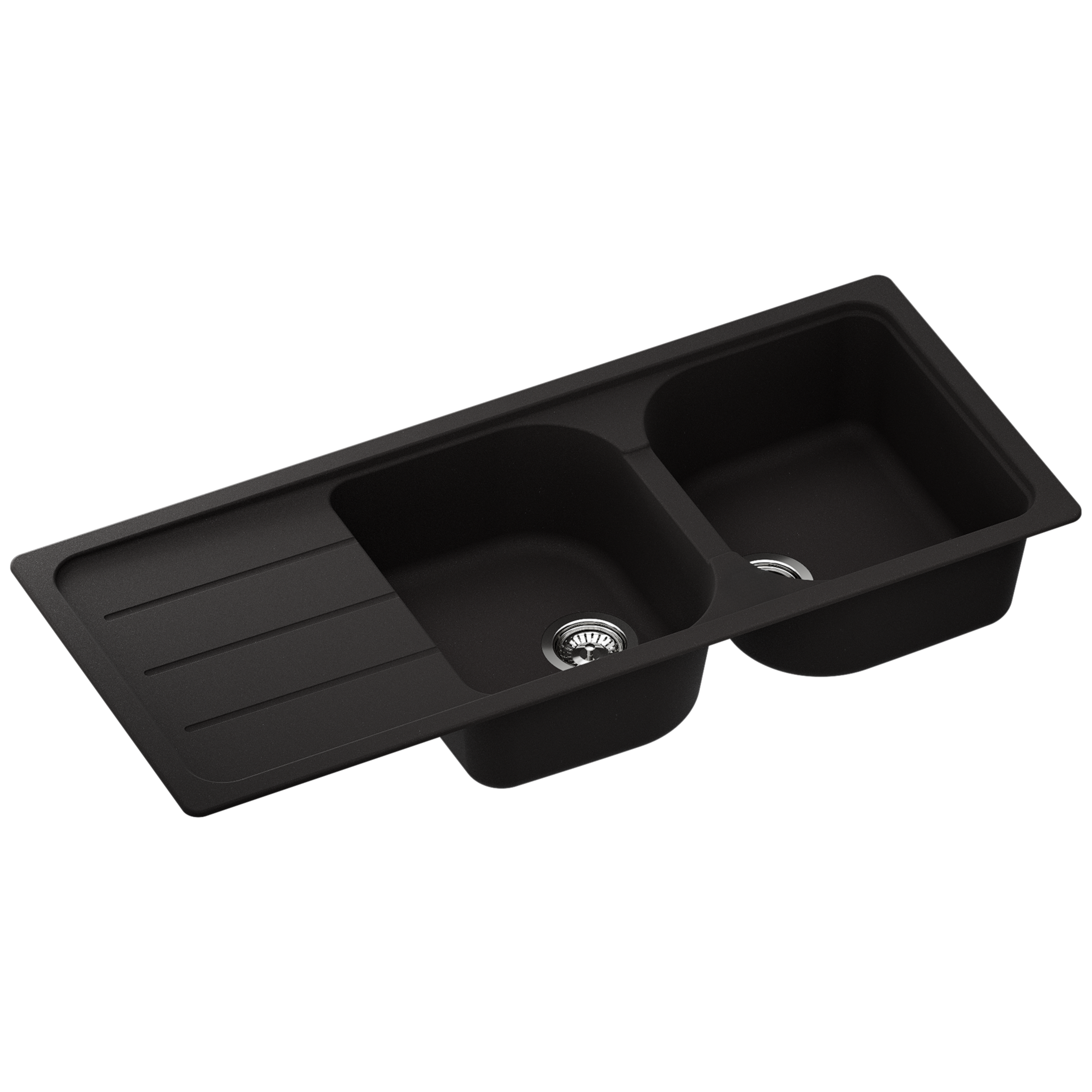 Evier en quartz et résine 2 bacs 116 x 50 cm vidage inclus Form noir - 3