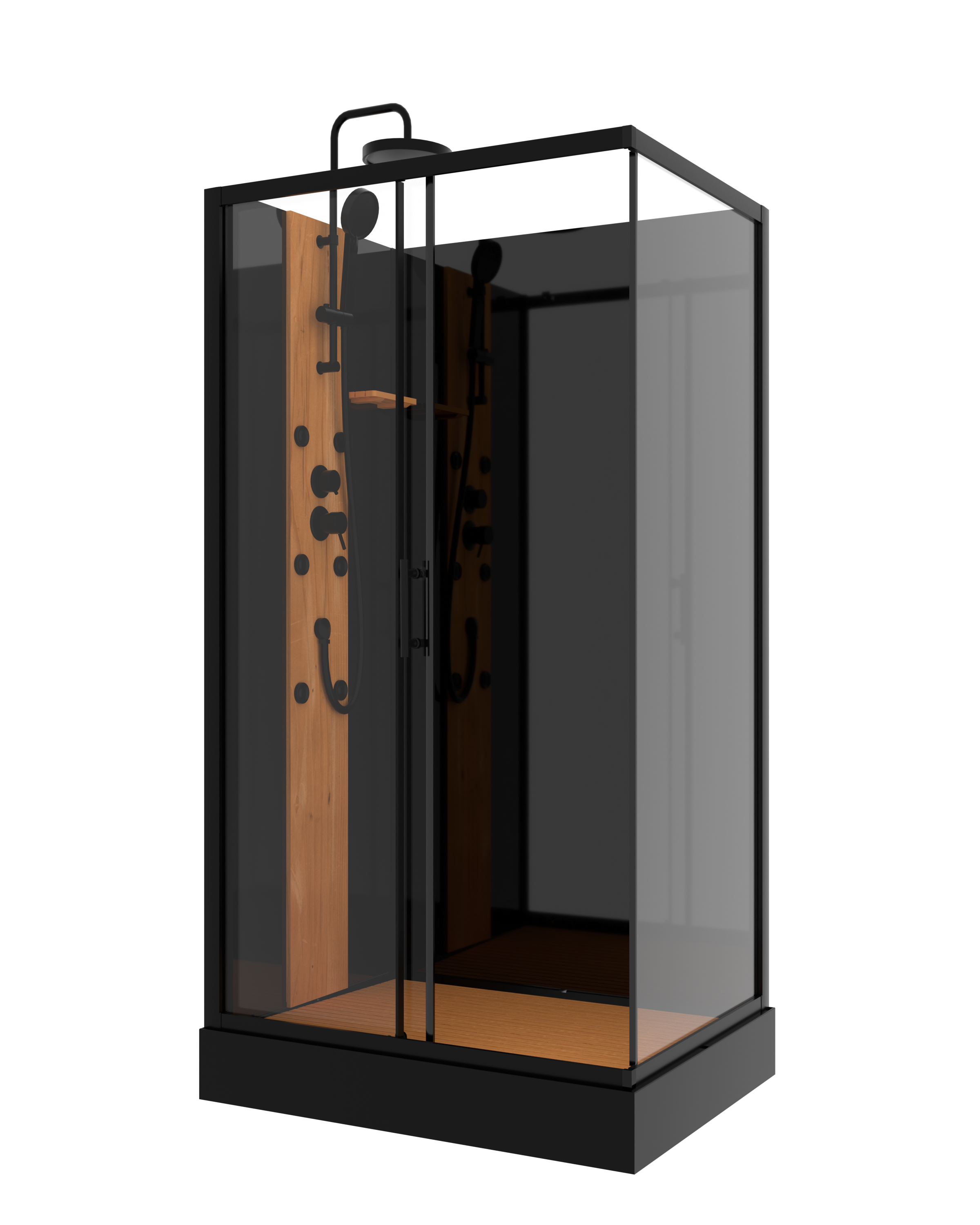 Kabina z hydromasażem WOOD 100x80x225 cm czarny mat SAVANA - 4
