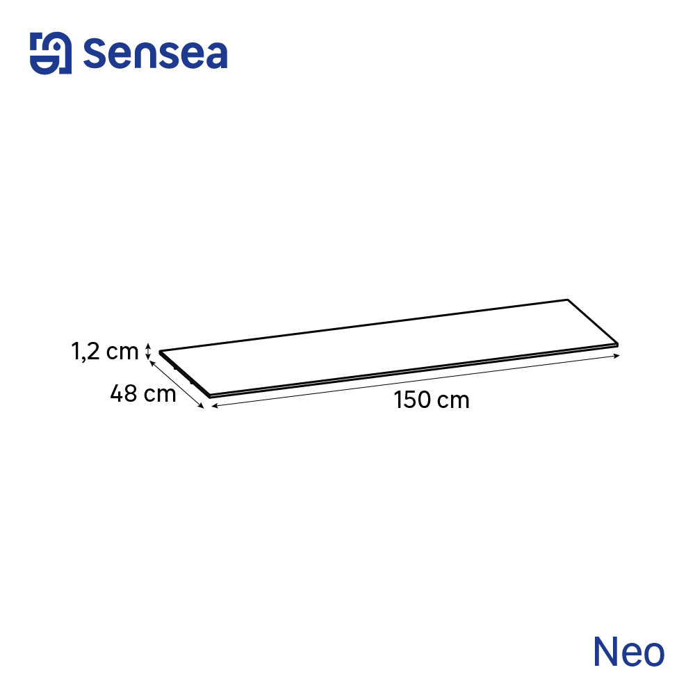 Top per lavabo  SENSEA L 150.3 x H 1 x P 48.1 cm marrone truciolare, legno effetto naturale - 3