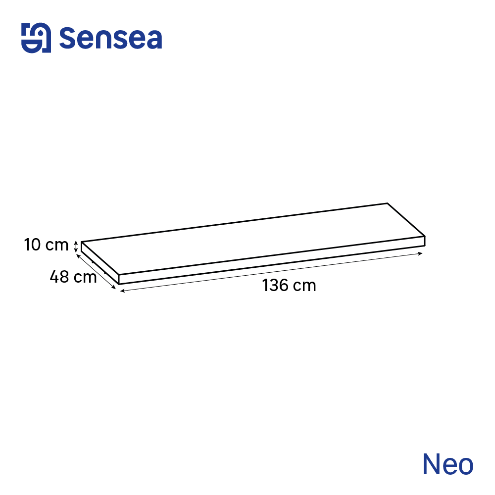 Top per lavabo Neo SENSEA L 136 x H 10 x P 48.5 cm nero truciolare - 2