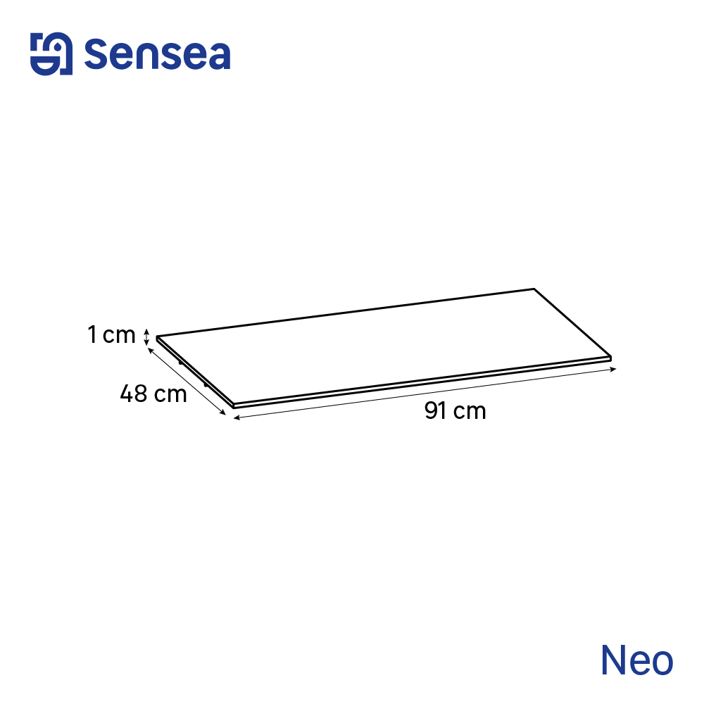 Top per lavabo Neo SENSEA L 91 x H 1.2 x P 48.5 cm grigio    stratificato, effetto pietra naturale - 2