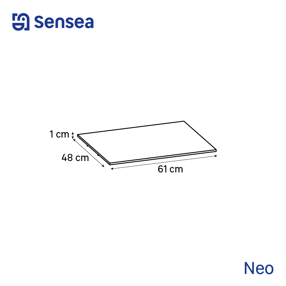 Top per lavabo Neo SENSEA L 61 x H 1.2 x P 48.5 cm nero stratificato, effetto pietra naturale - 2