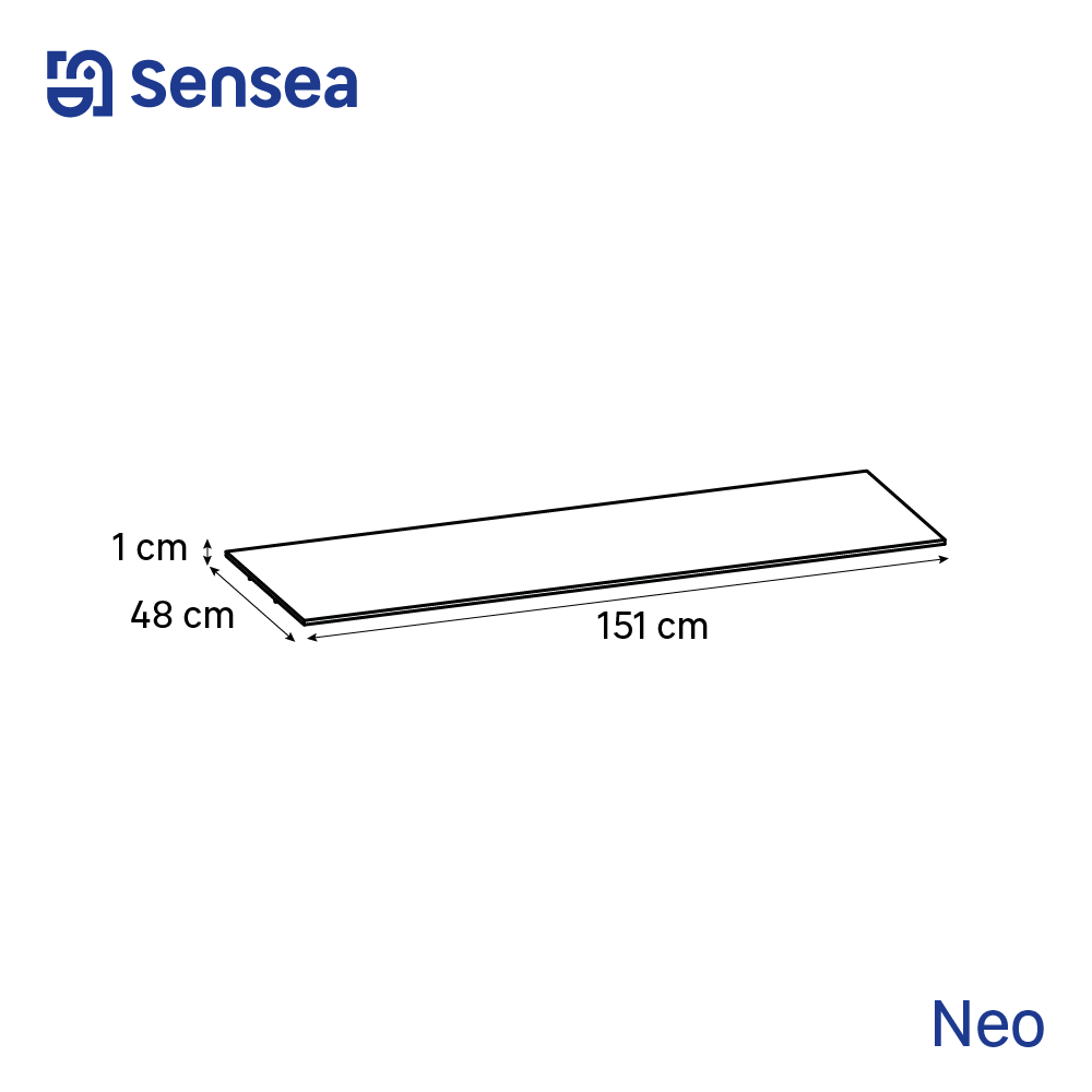 Top per lavabo Neo SENSEA L 151 x H 1.2 x P 48.5 cm grigio    stratificato, effetto pietra naturale - 3