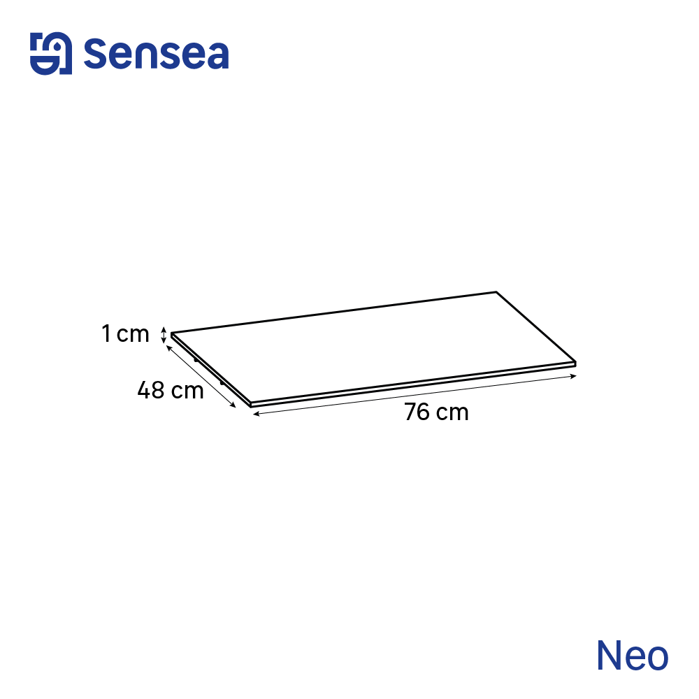 Top per lavabo Neo SENSEA L 76 x H 1.2 x P 48.5 cm beige stratificato, effetto pietra naturale - 2