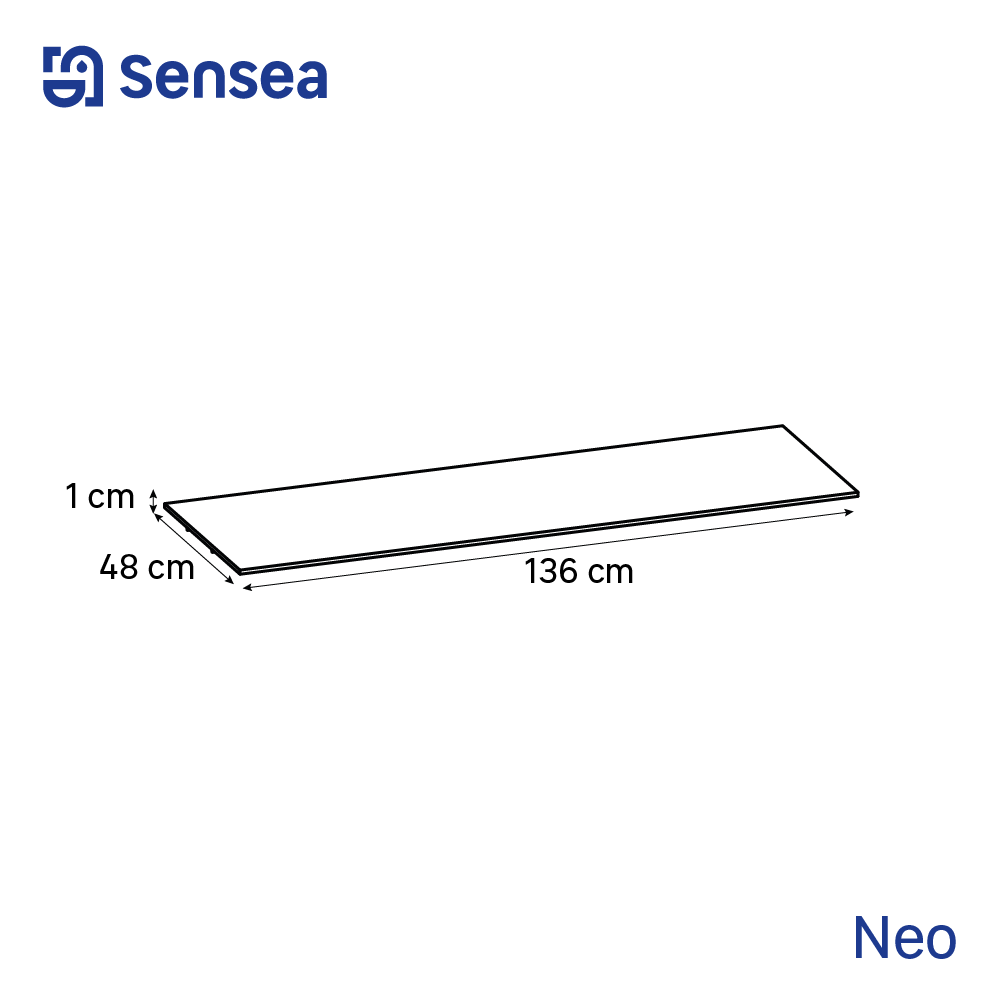 Top per lavabo Neo SENSEA L 136 x H 1.2 x P 48.5 cm grigio    stratificato, effetto pietra naturale - 3