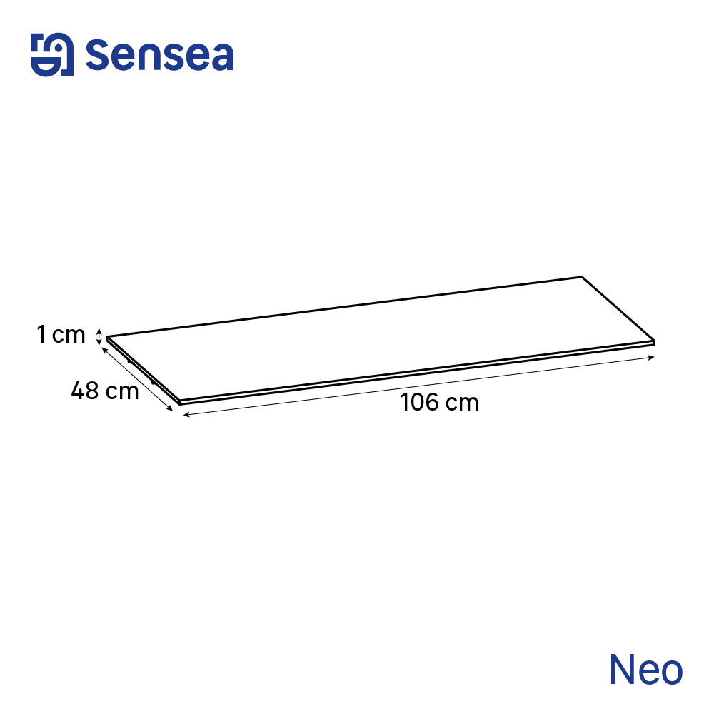 Top per lavabo Neo SENSEA L 106 x H 1.2 x P 48.5 cm beige stratificato, effetto pietra naturale - 2