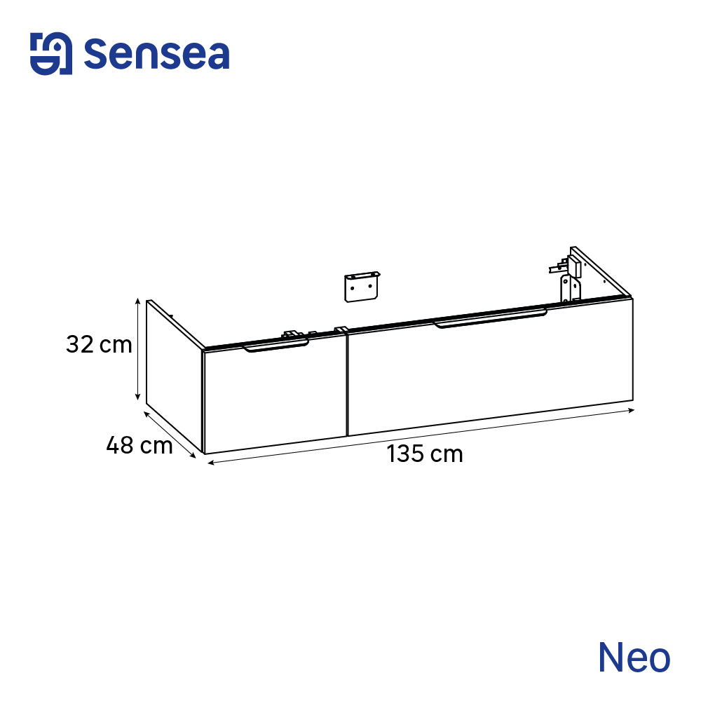 Mobile da bagno sospeso sotto lavabo L 135 x H 32 x P 48 cm lucido, 1 cassetto SENSEA Neo - 2