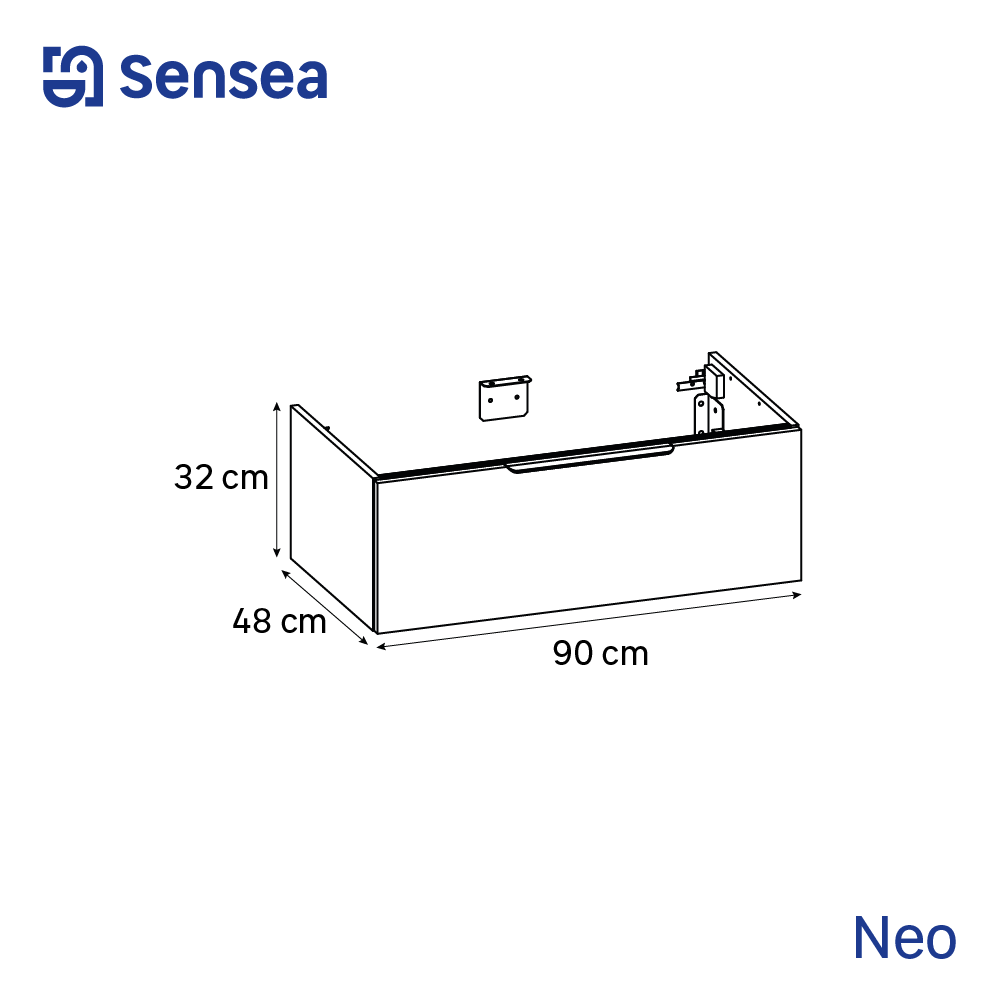 Mobile da bagno sospeso sotto lavabo L 90 x H 32 x P 48 cm rovere lucido, 1 cassetto SENSEA Neo - 4
