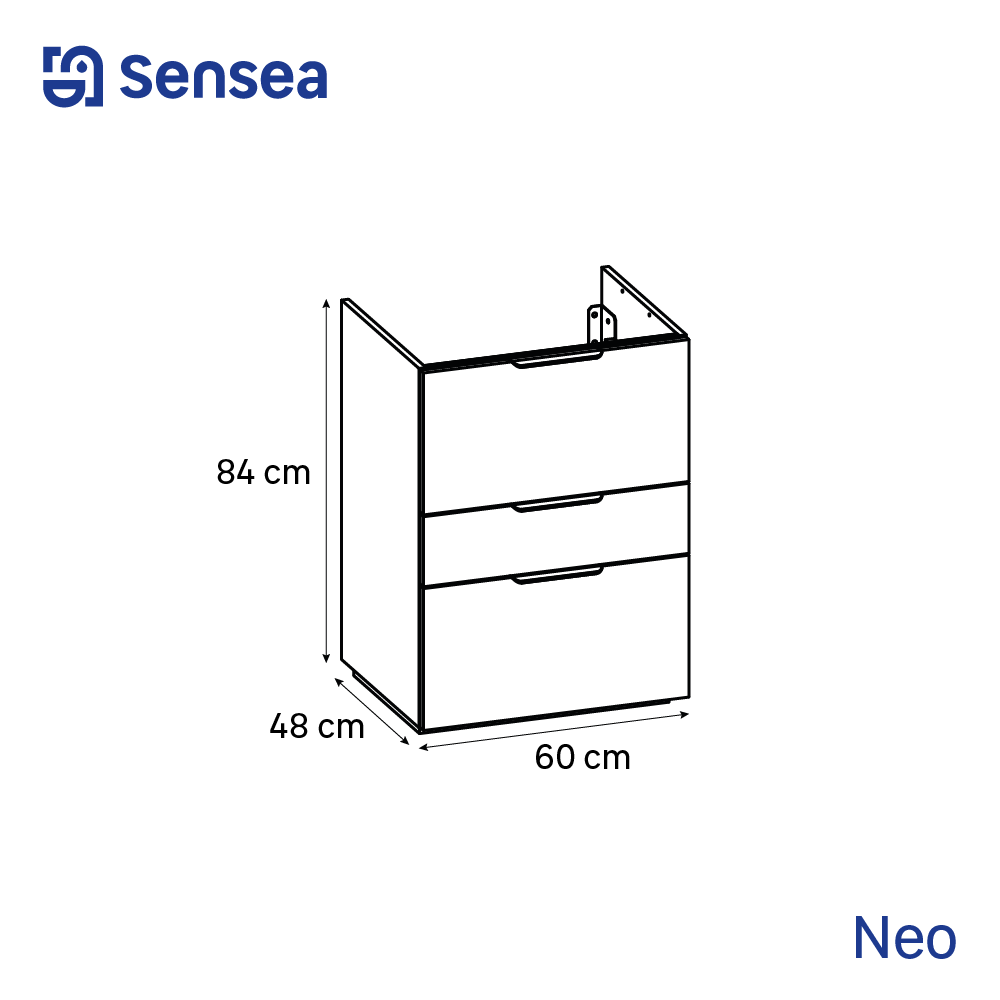 Mobile da bagno a terra L 60 x H 84 x P 48 cm lucido, 3 cassetti SENSEA Neo Line - 3