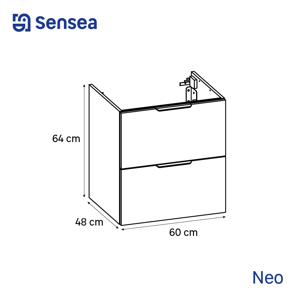 Meuble sous-vasque 2t L.60cm x H.64cm x P.48cm effet chêne miel Neo line - 4