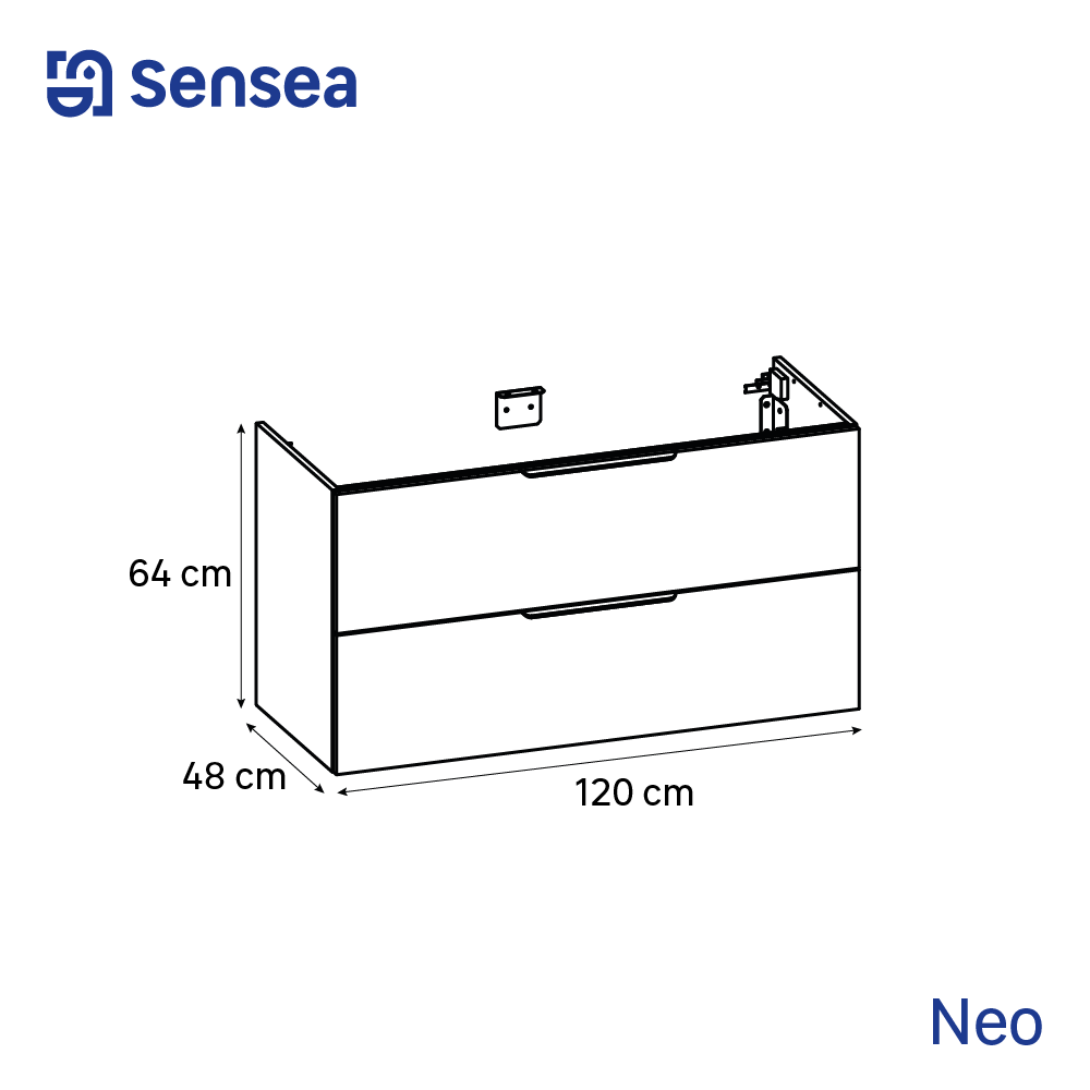 Meuble sous-vasque 2t L.120cm x H.64cm x P.48cm effet chêne miel Neo line - 3