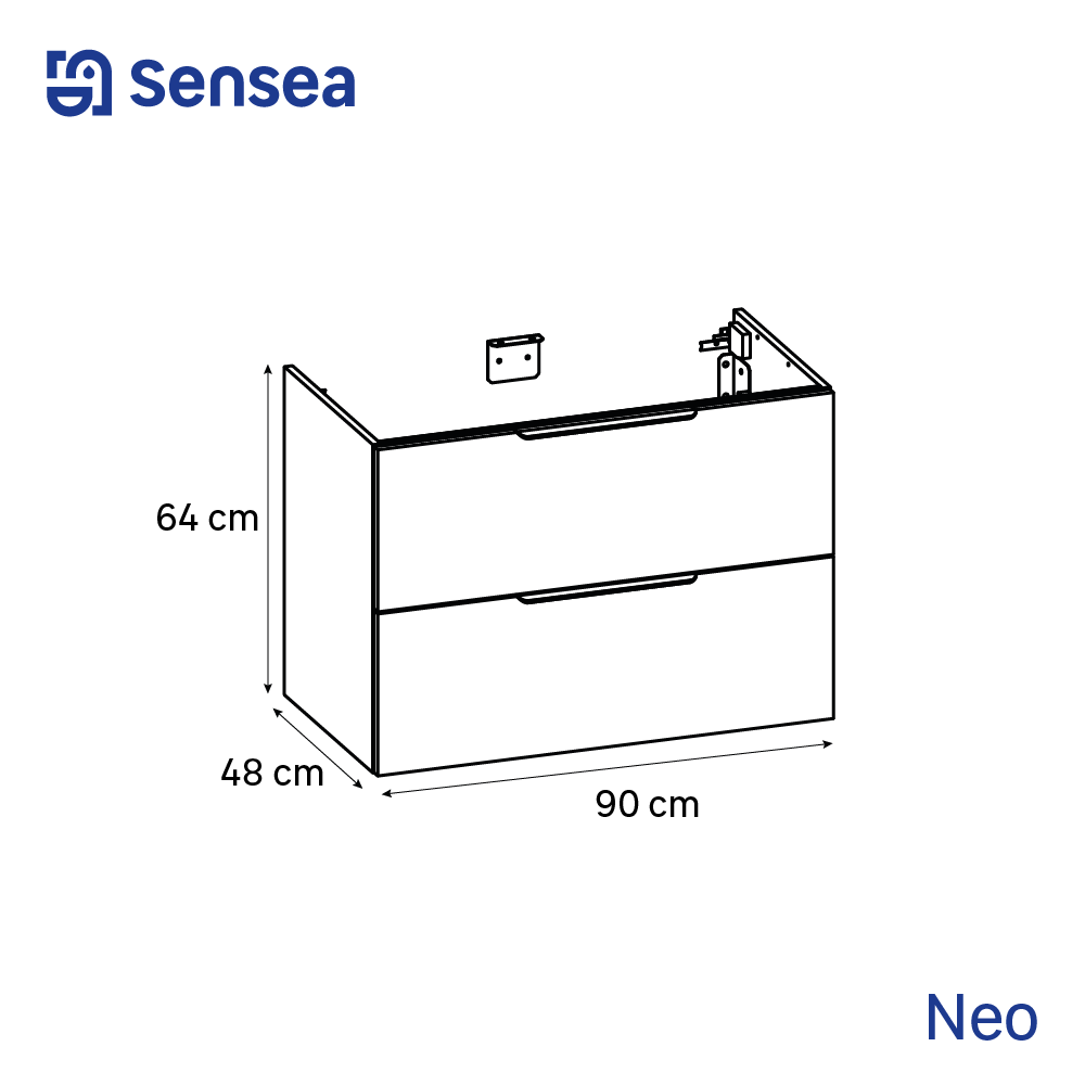 Mobile da bagno sospeso sotto lavabo L 90 x H 64 x P 48 cm, 2 cassetti SENSEA Neo lucido - 5