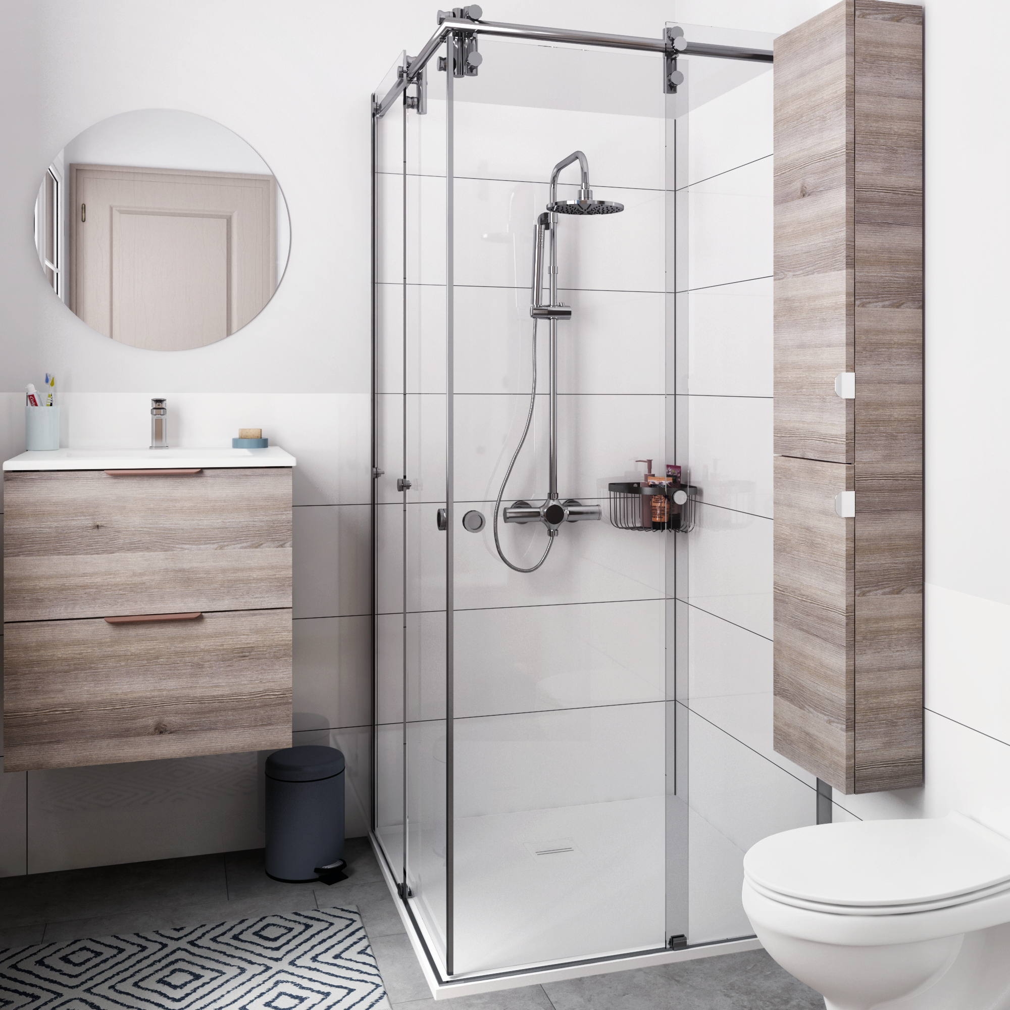 Piastrella da pavimento e rivestimento interno 30 x 60 cm Sp. 7.4 mm rettificato Remix Concrete in gres porcellanato smaltato grigio opaco traffico intenso (pei 4/5) R9 1.44 mq - 6