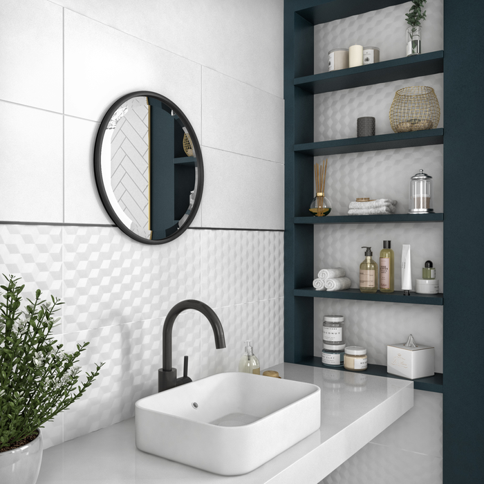 azulejo blanco en relieve arctic artens