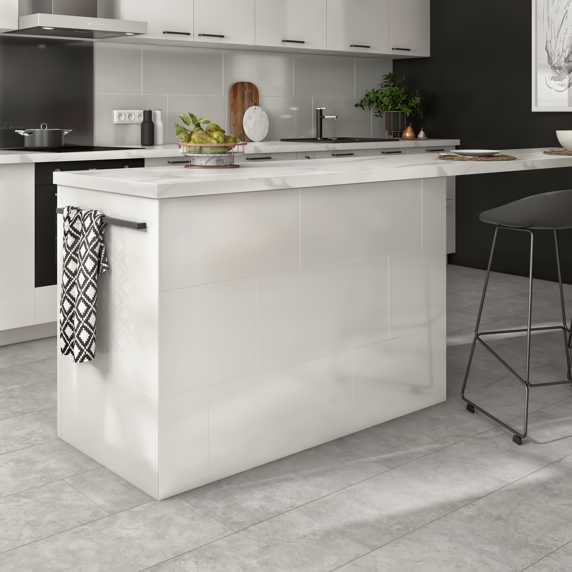 Piastrella da pavimento e rivestimento interno 30 x 60 cm Sp. 7.4 mm rettificato Remix Concrete in gres porcellanato smaltato grigio opaco traffico intenso (pei 4/5) R9 1.44 mq - 7