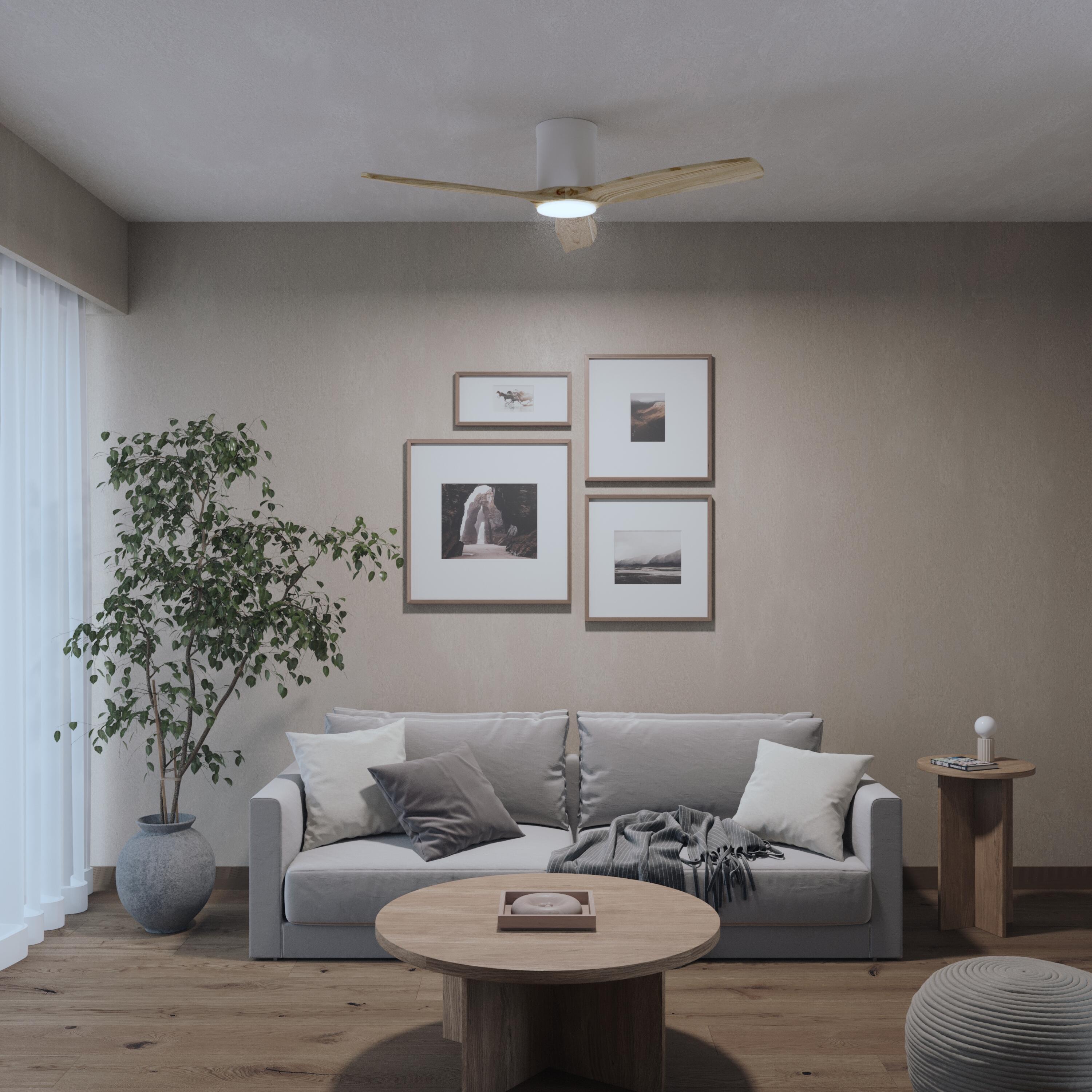 Ventoinha de teto com lâmpada incluída silenciosa D122 cm 2700 Lm IP44 Madeira Gupini Inspire
 - 16