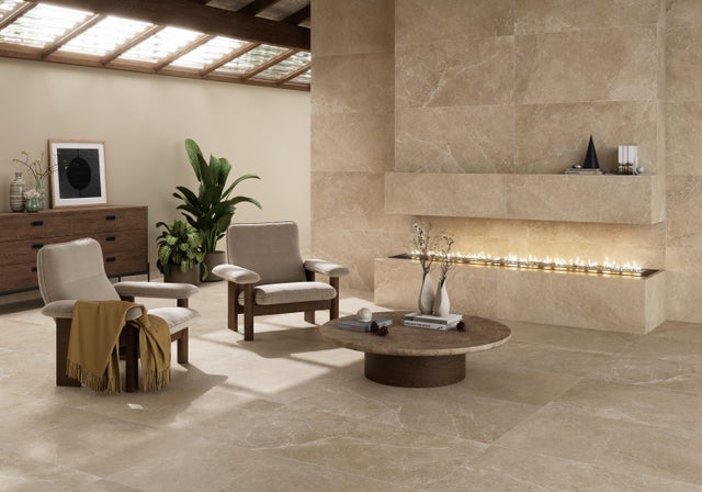 Carrelage sol intérieur effet pierre l.60 x L.120 cm - PAIVA Beige 1.43M²
