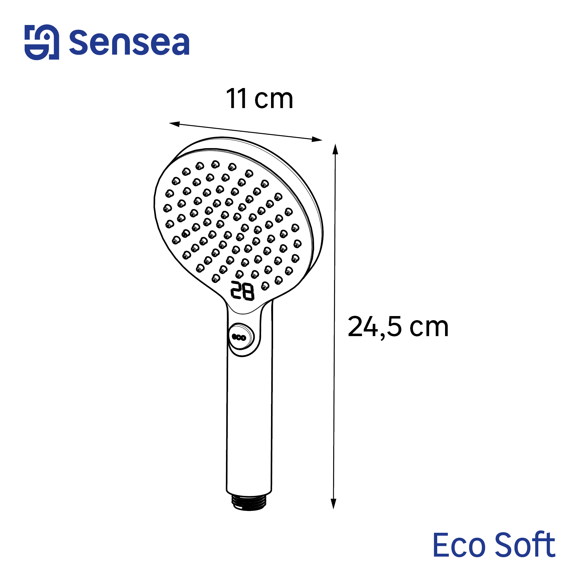 Alcachofa de ducha Eco Soft SENSEA negro con 2 funciones - 8