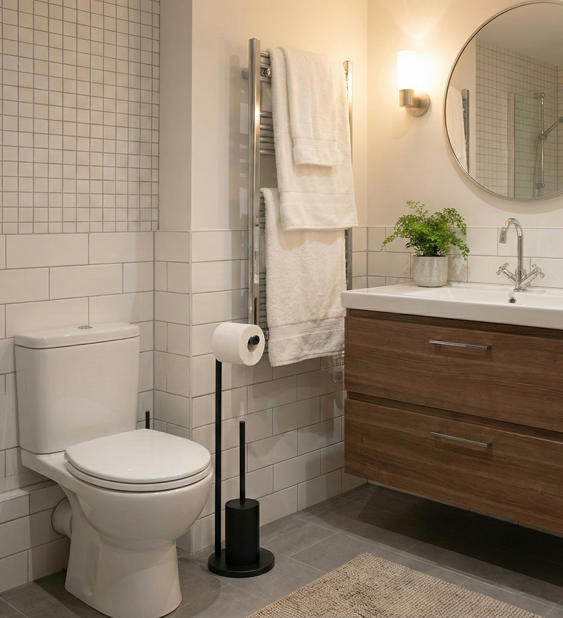 Piaçaba com porta-rolos preto Ferla - 3