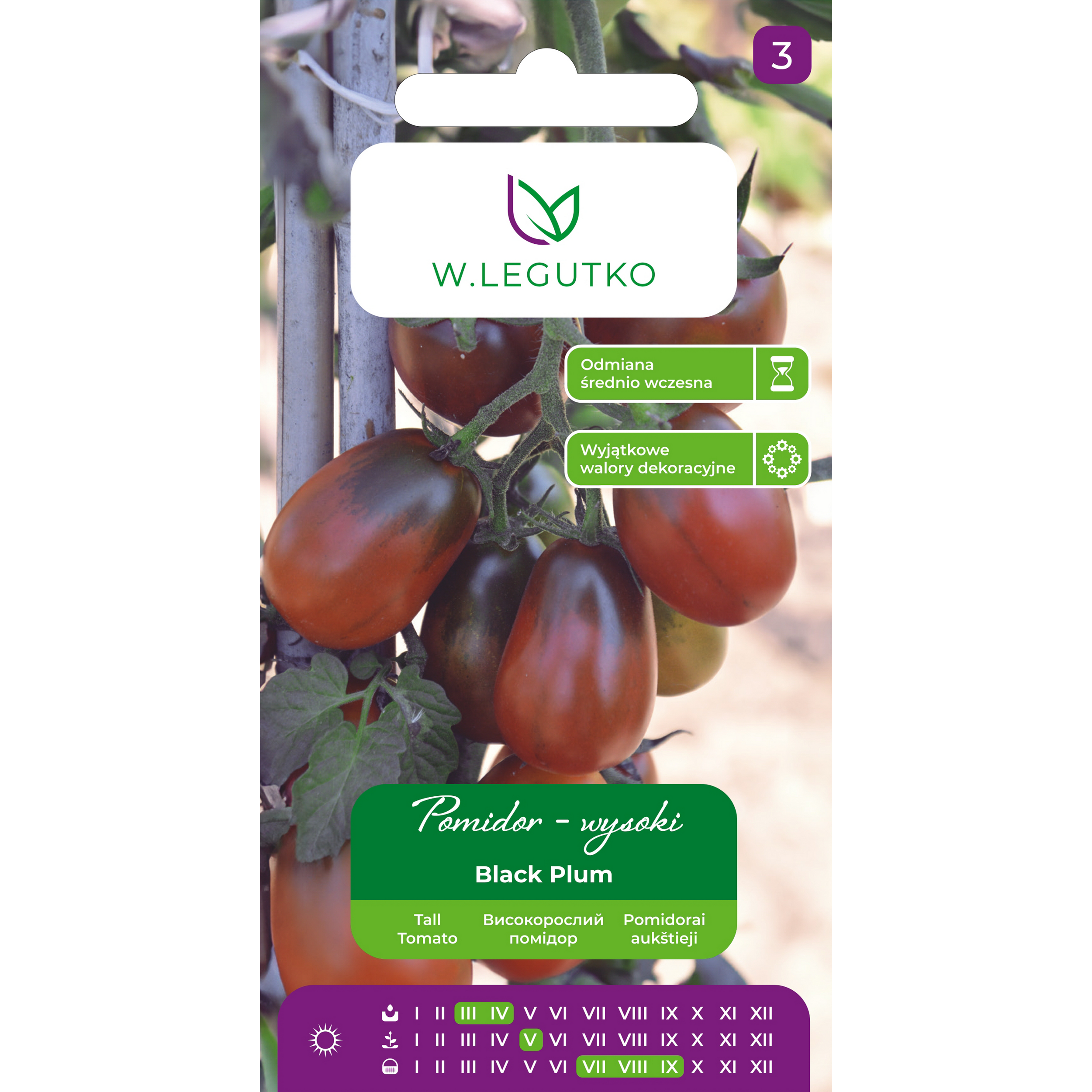 Pomidor wysoki Black Plum nasiona W.Legutko