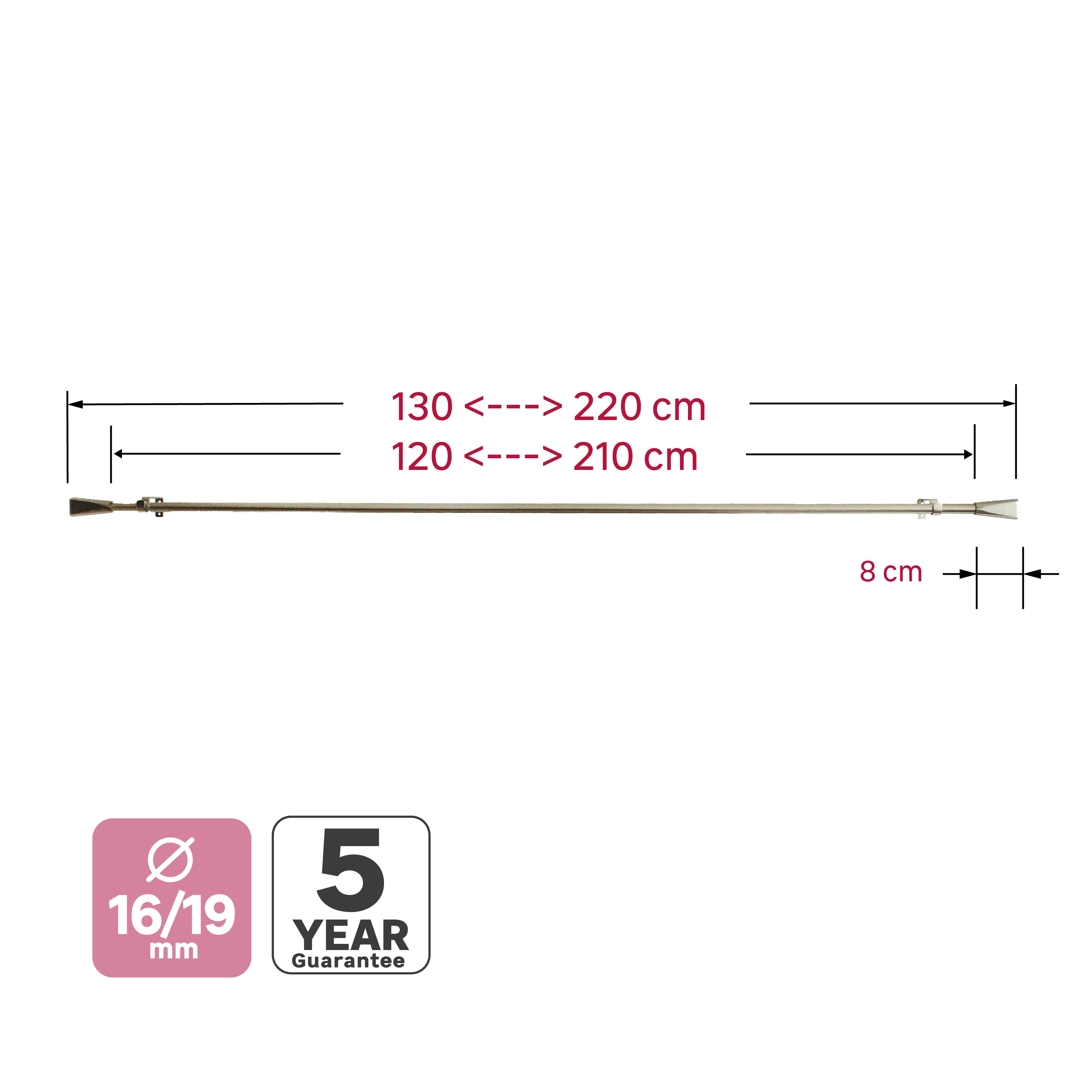 Kit varão extensível INSPIRE D16/19CM 120-210CM NÍQUEL - 4