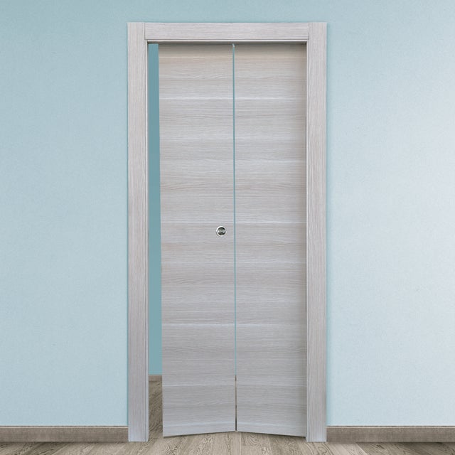 Porta pieghevole a libro in MDF, L 70 x H 210 cm, rovere grigio, spingere a destra CORN