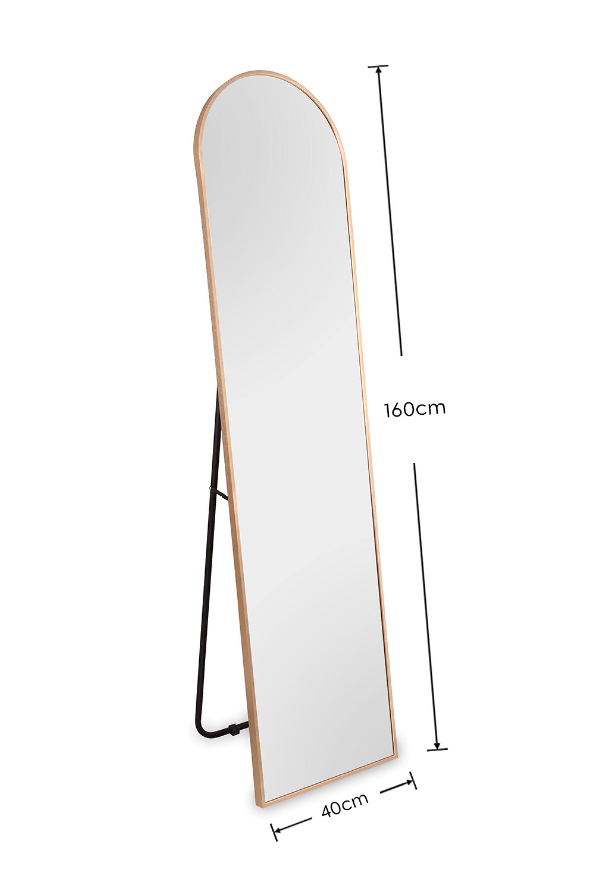 Espelho semi-redondo de pé ou pendurar moldura metal Britt 40x160cm bege - 6