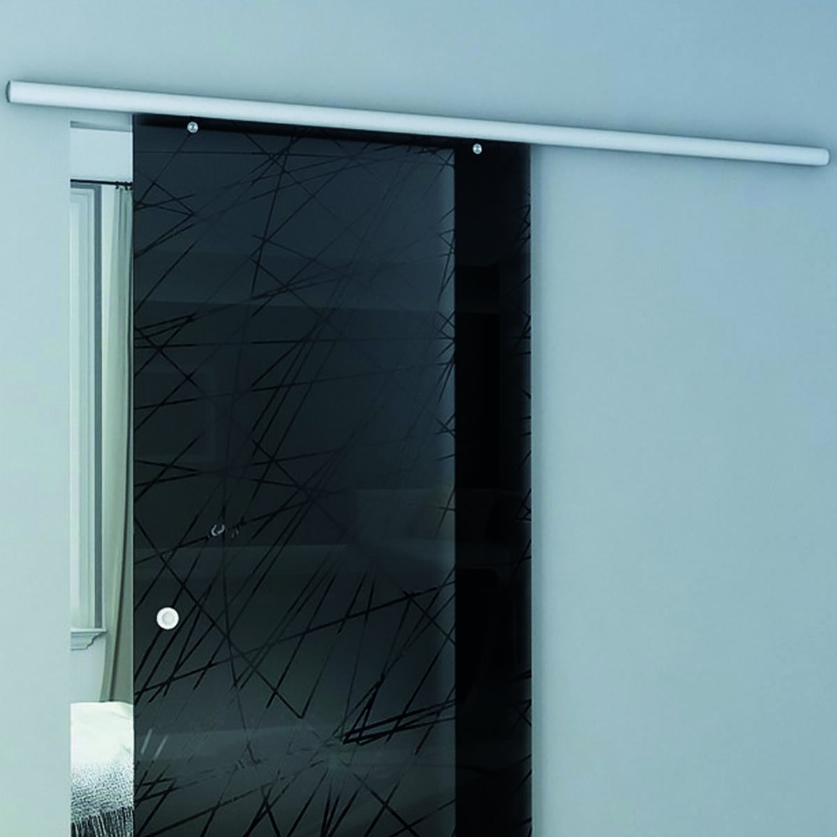 Sistema scorrevole Atena in alluminio grigio anodizzato per anta in vetro, L 200 x H 12 cm - 3