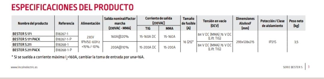 SOLDADOR INVERTER MMA 200A LINCOLN BESTER S 211 - 4