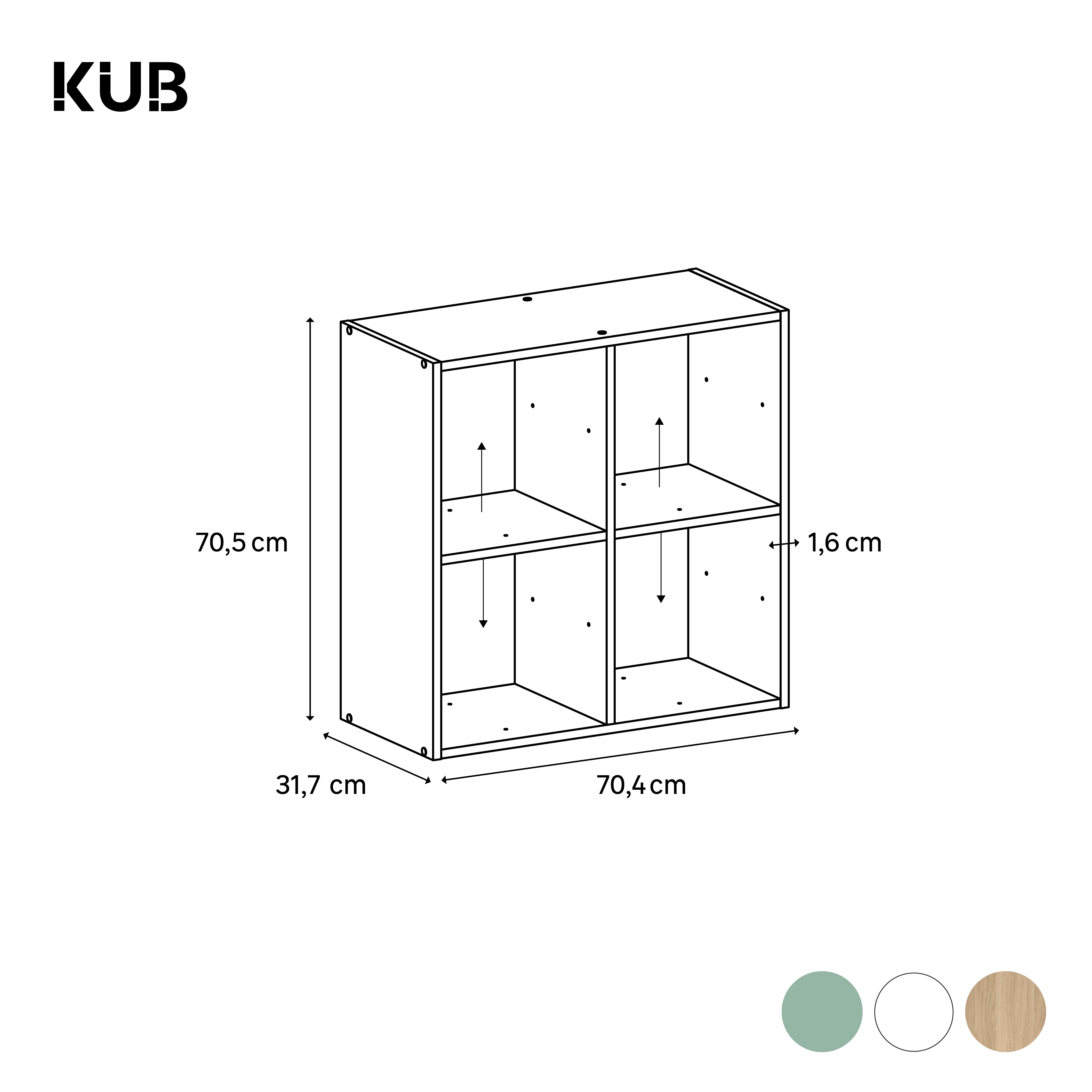 Estante Kub 2x2 Spaceo 70 x 32 x 71 cm carvalho - 5
