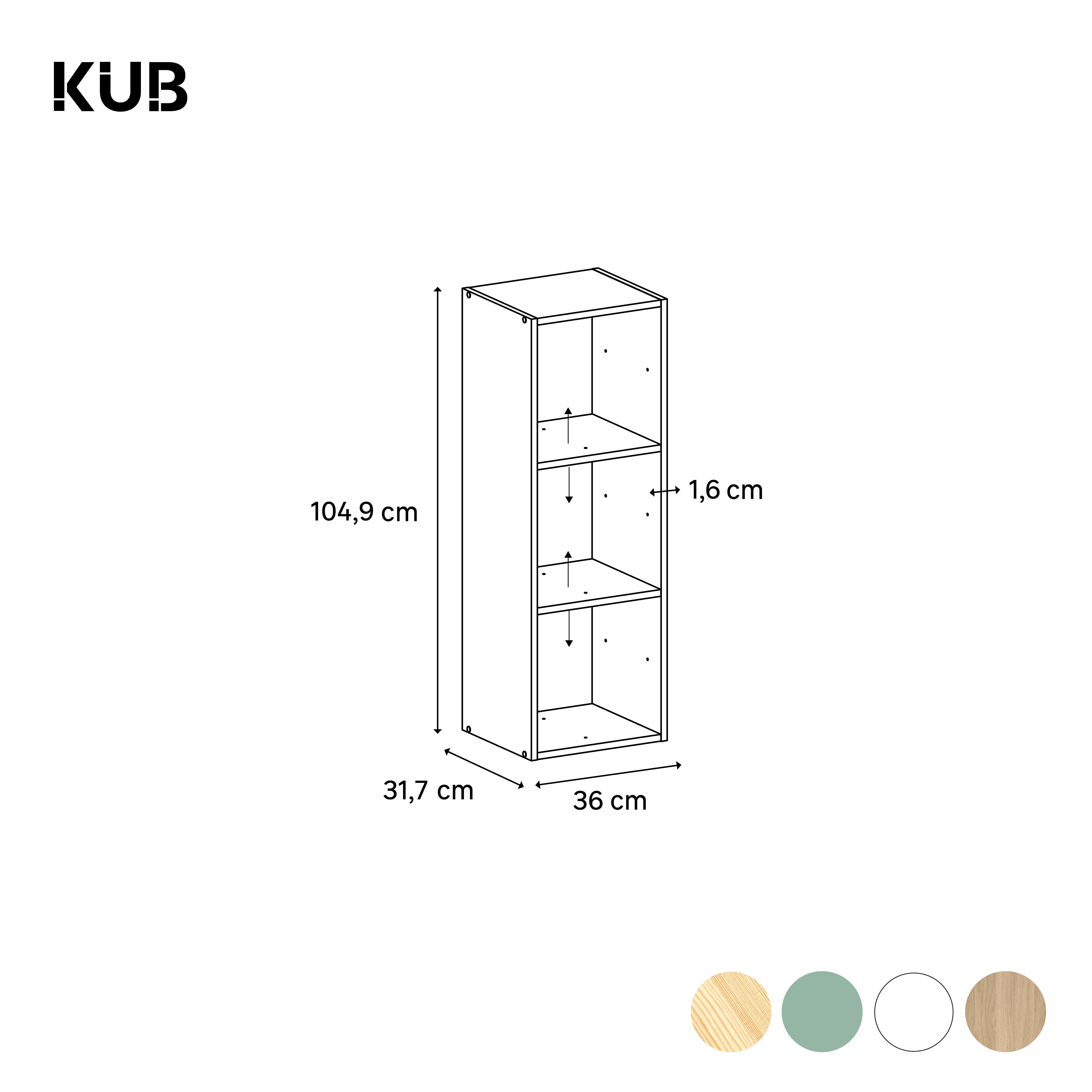 Estante Kub 3x1 Spaceo 36 x 32 x 105 cm branco - 5