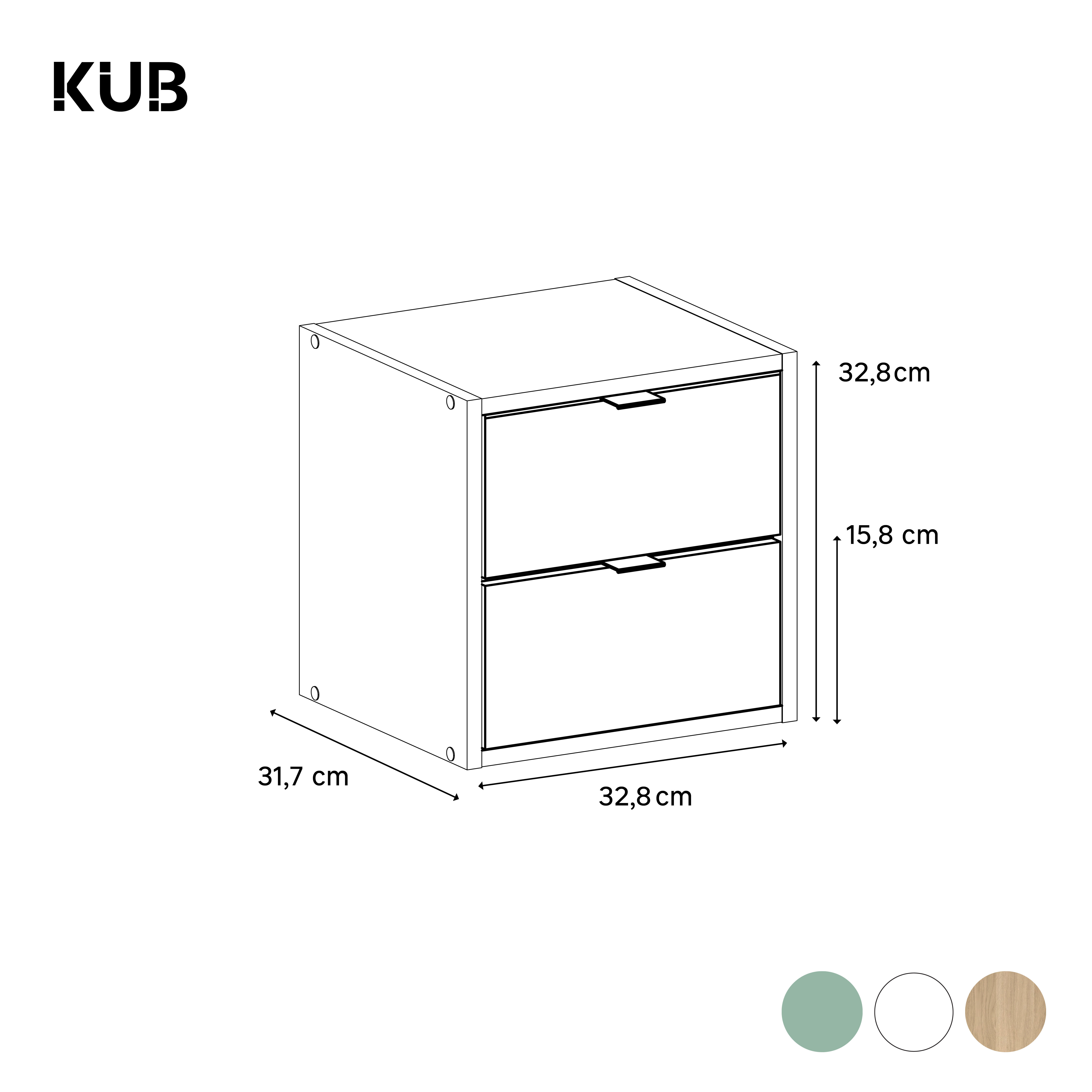 Conjunto de 2 gavetas Spaceo Kub 32,8x31,7x32,8 cm verde - 6