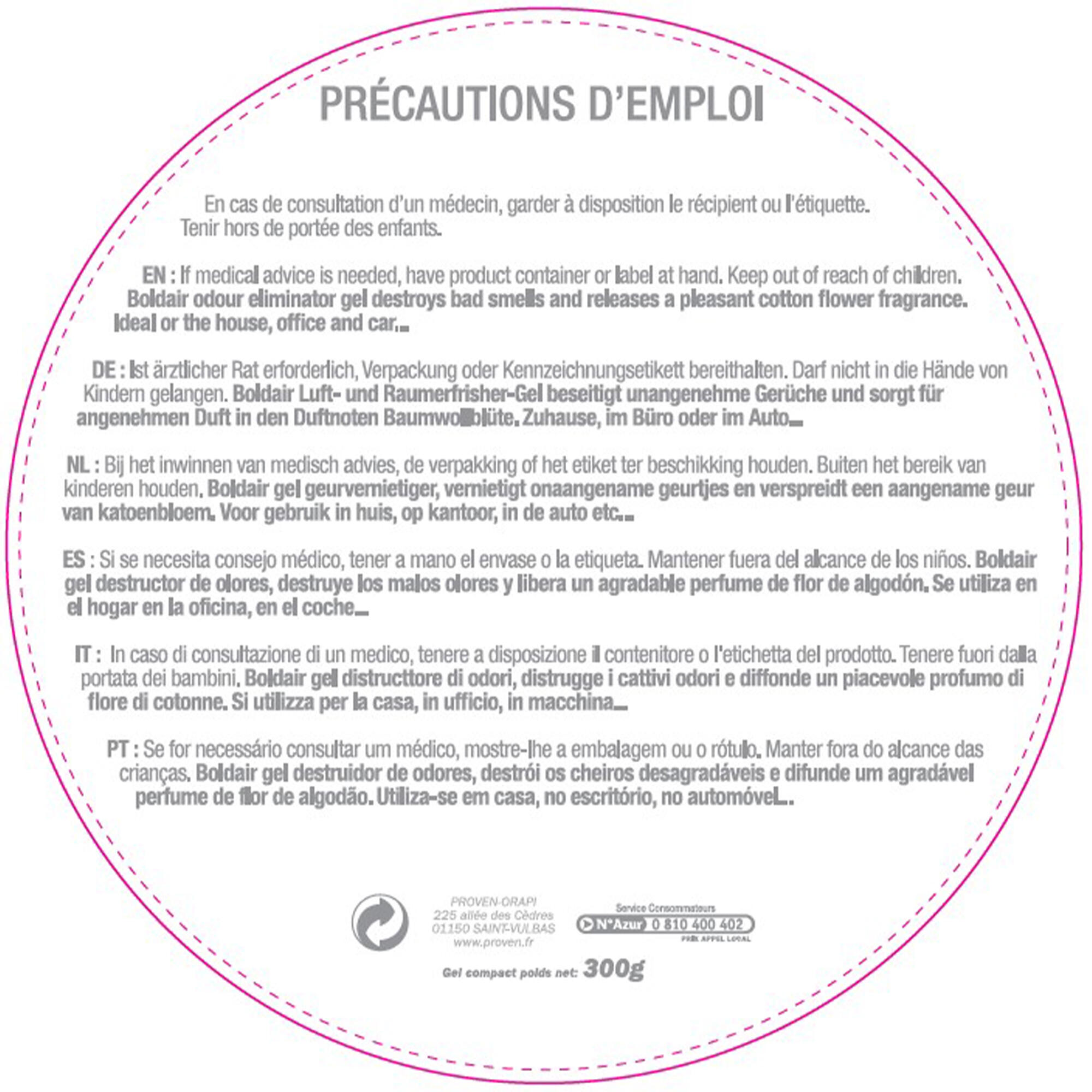 Destructeur d'odeur gel BOLDAIR, parfum fleur de coton 300 g - 5