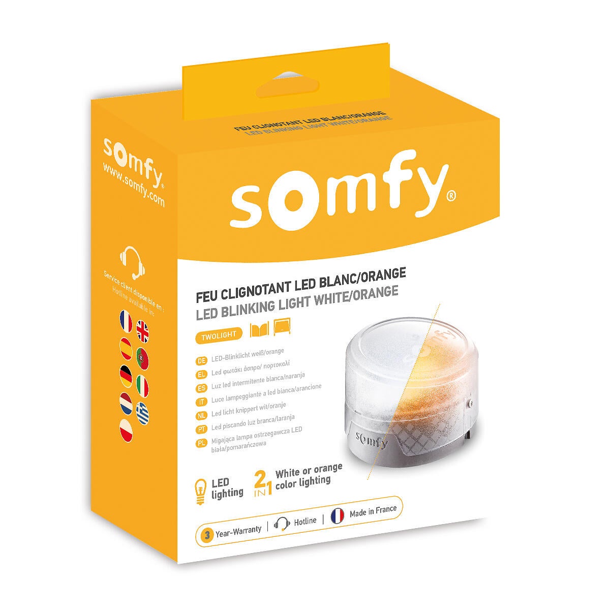 Feu clignotant à LED 2 couleurs (orange/blanc) pour portail ou porte de garage - SOMFY - 3