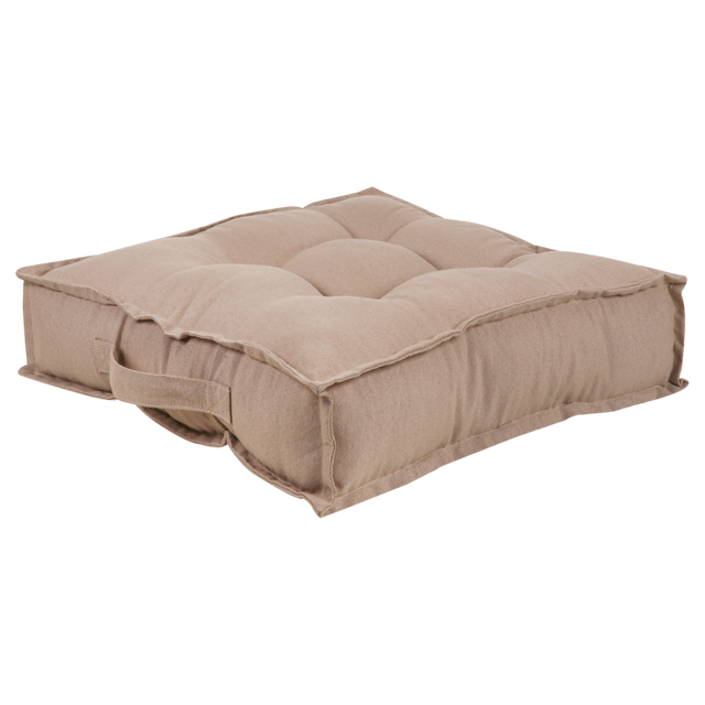 Cojín de suelo interior cuadrado Solo algodón, poliéster beige trench 40x40x8 cm