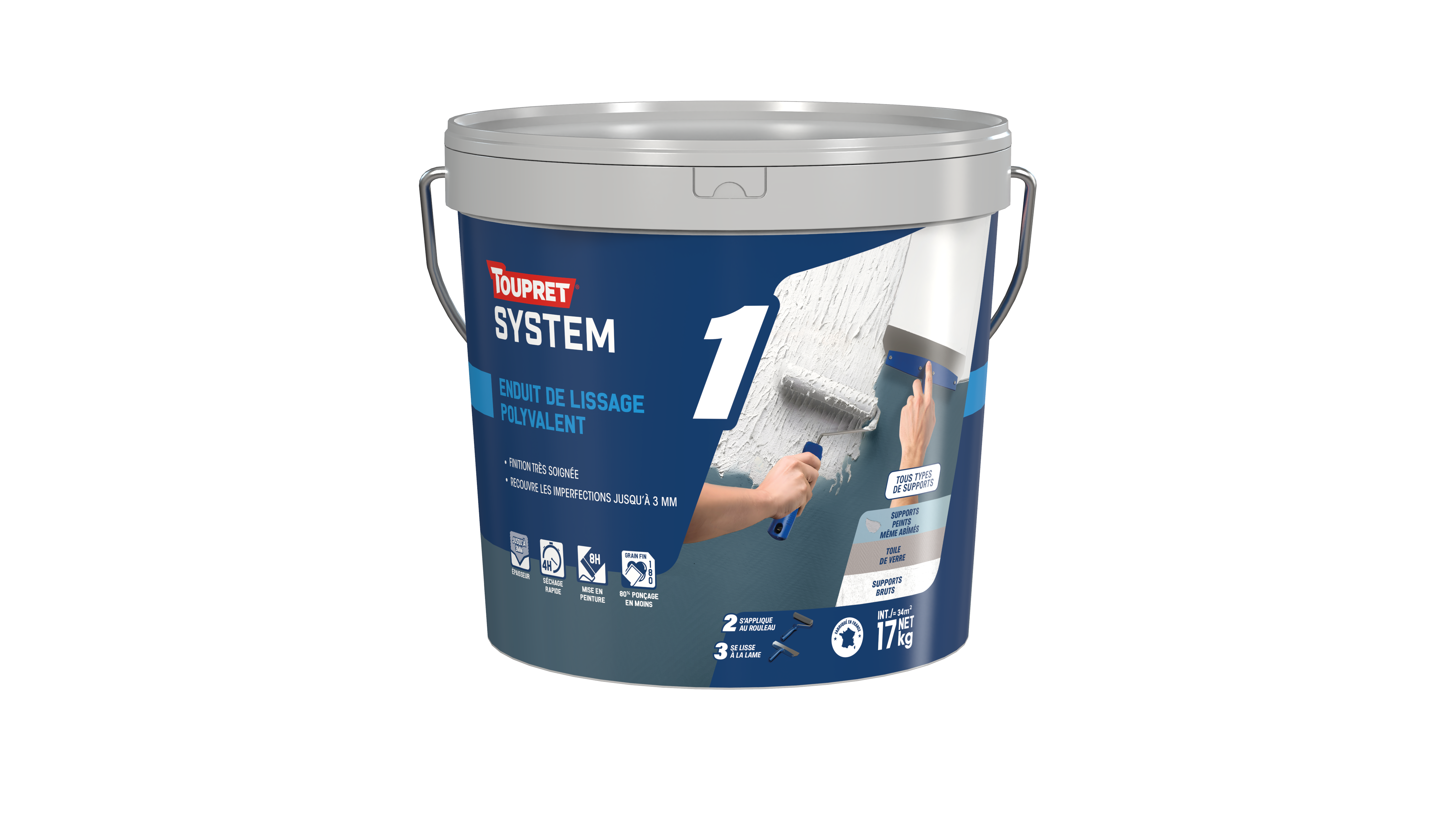 Enduit de lissage au rouleau en pâte TOUPRET System blanc 17 kg | Leroy ...