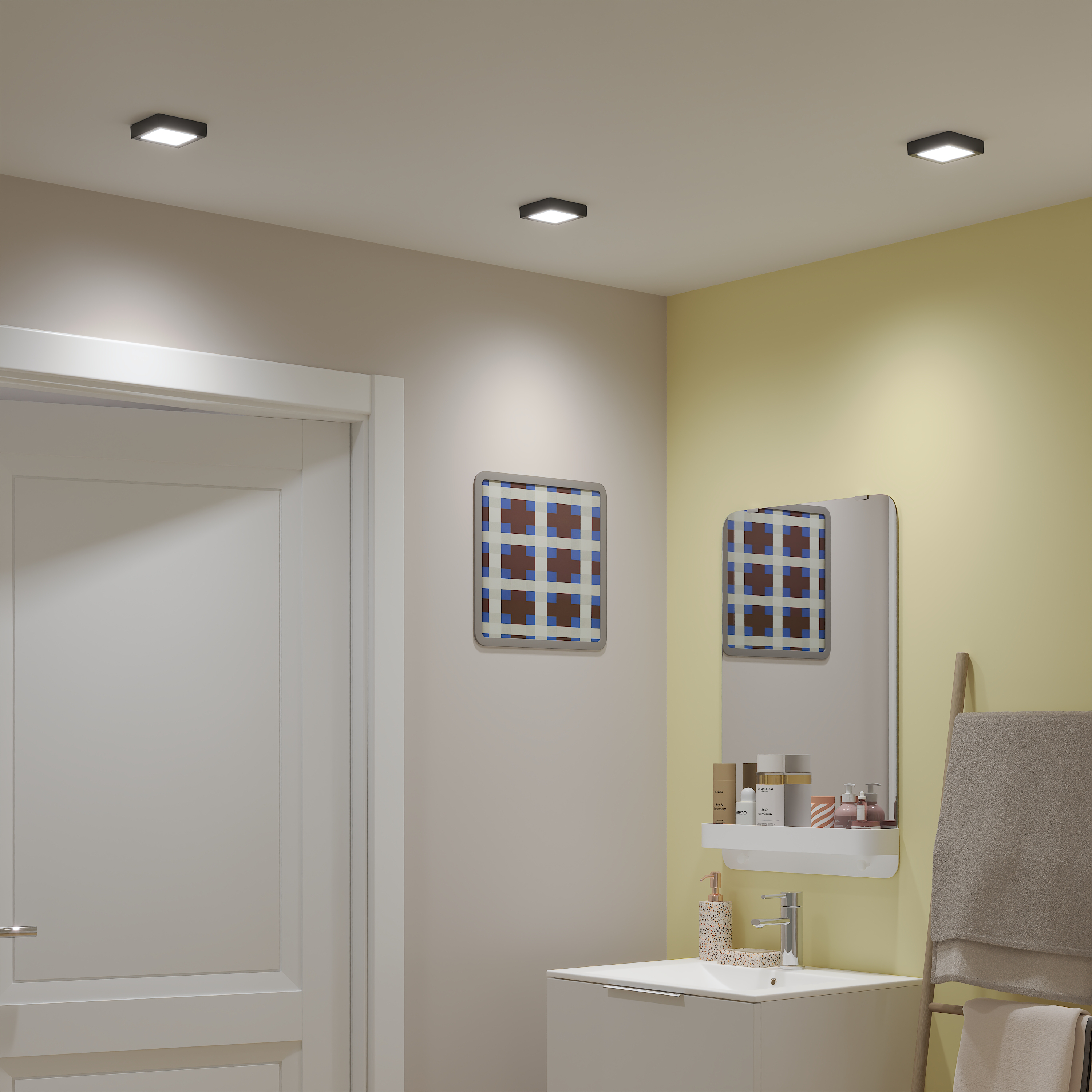 Plafón LED cuadrada negro Sanoa pantalla policarbonato 600 lm 3 tonos de luz CCT (2700K-4000K-6000K) ø9.3 cm IP20 - 2