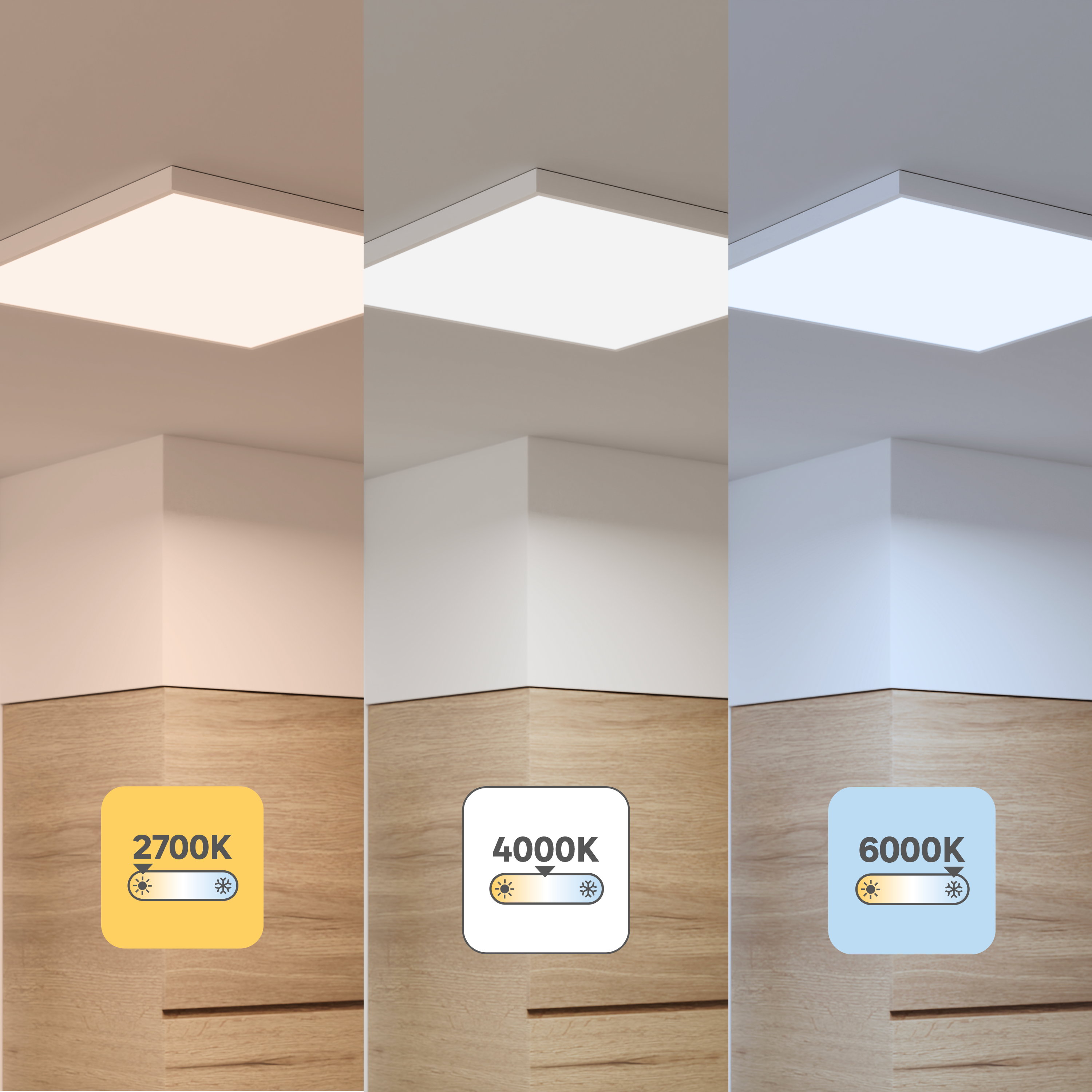 Panneau LED Gdansk 59.5 x 59.5 cm variations blancs et intensité, INSPIRE blanc - 2