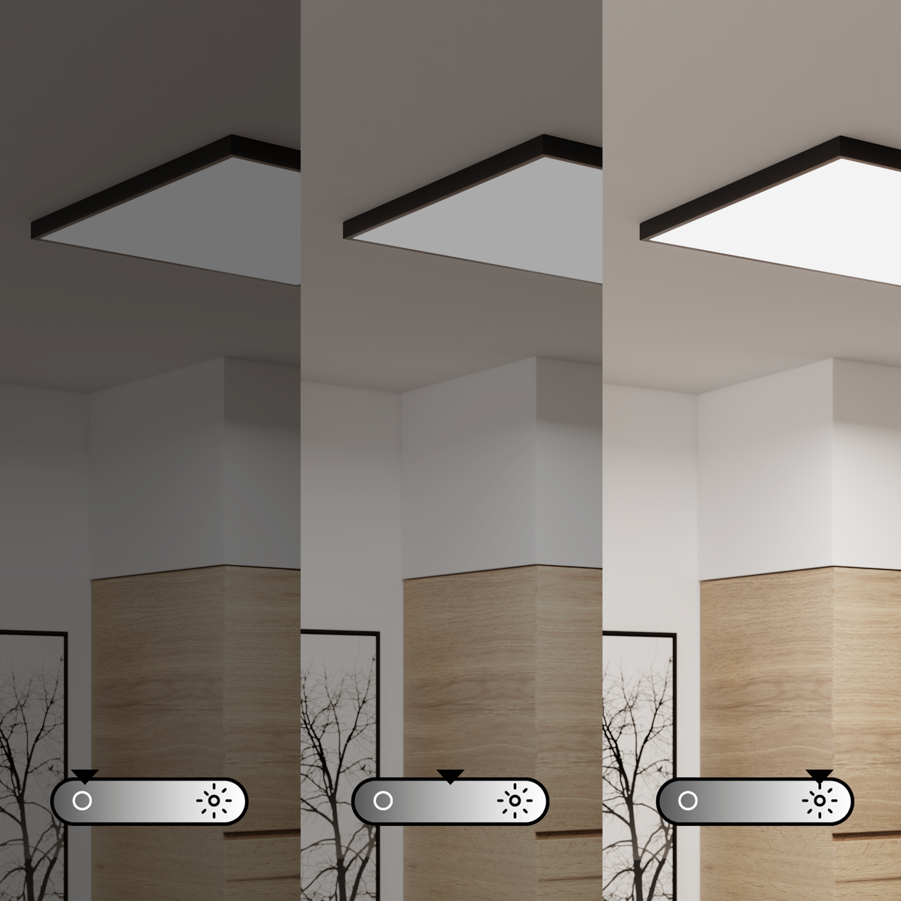 Panneau LED Gdansk 119.5 x 29.5 cm variations blancs et intensité, INSPIRE noir - 3