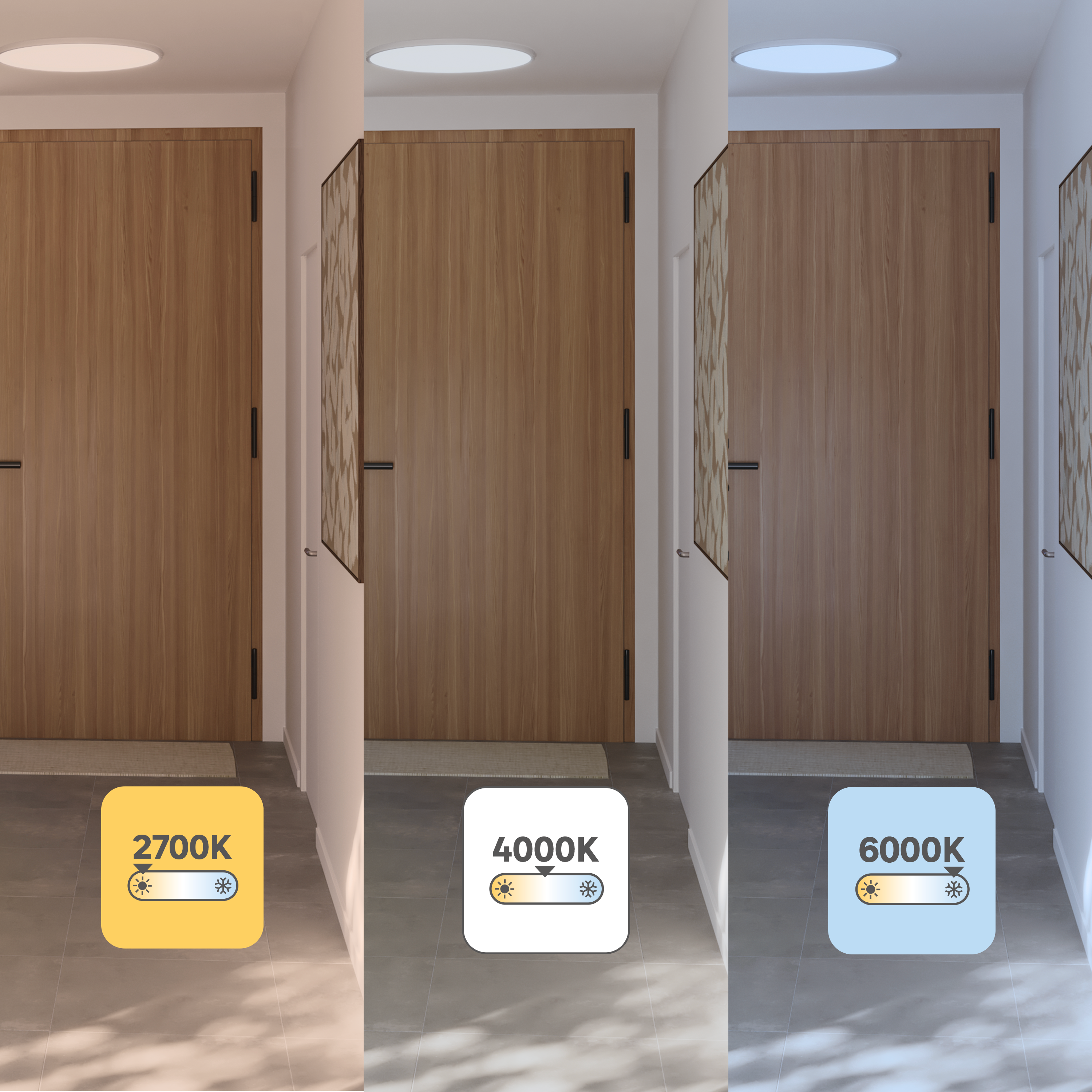 Panneau LED Gdansk Diam.59.5 cm variations blancs et intensité, INSPIRE blanc - 2