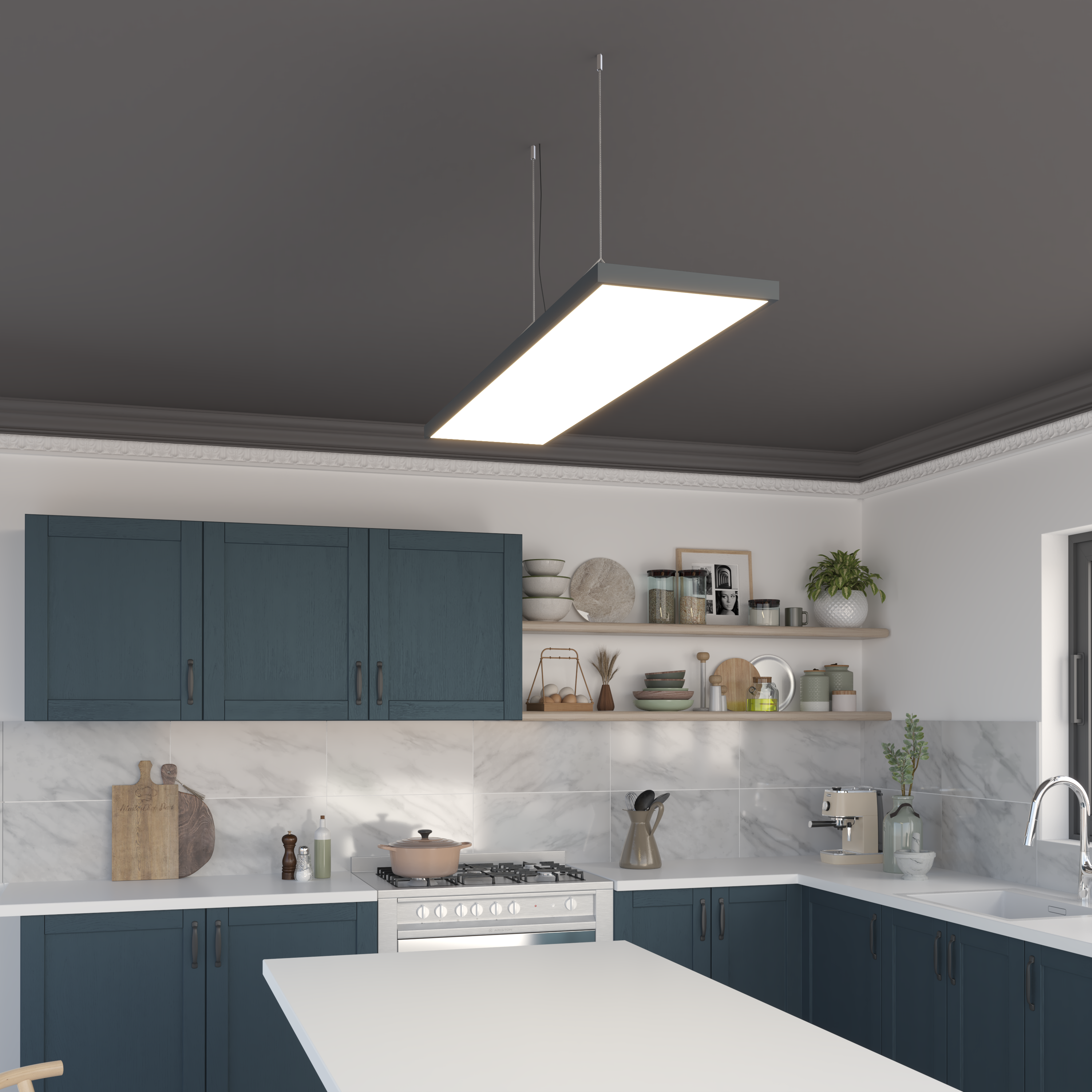 Panneau LED Gdansk 119.5 x 29.5 cm variations blancs et intensité, INSPIRE noir - 4