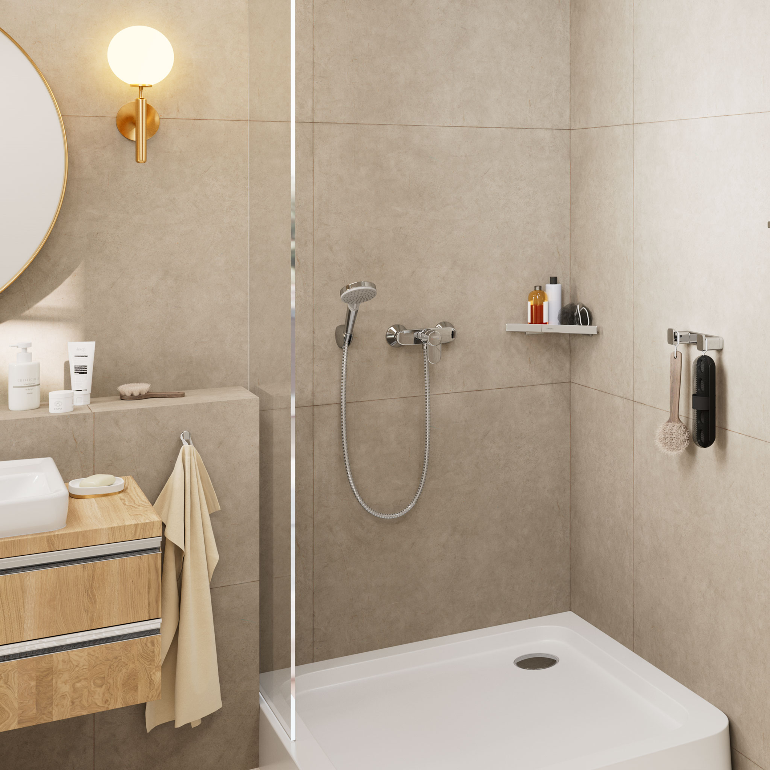 Zestaw prysznicowy punktowy rączka, wąż i uchwyt chromowany Blend Ecosmart HANSGROHE - 2