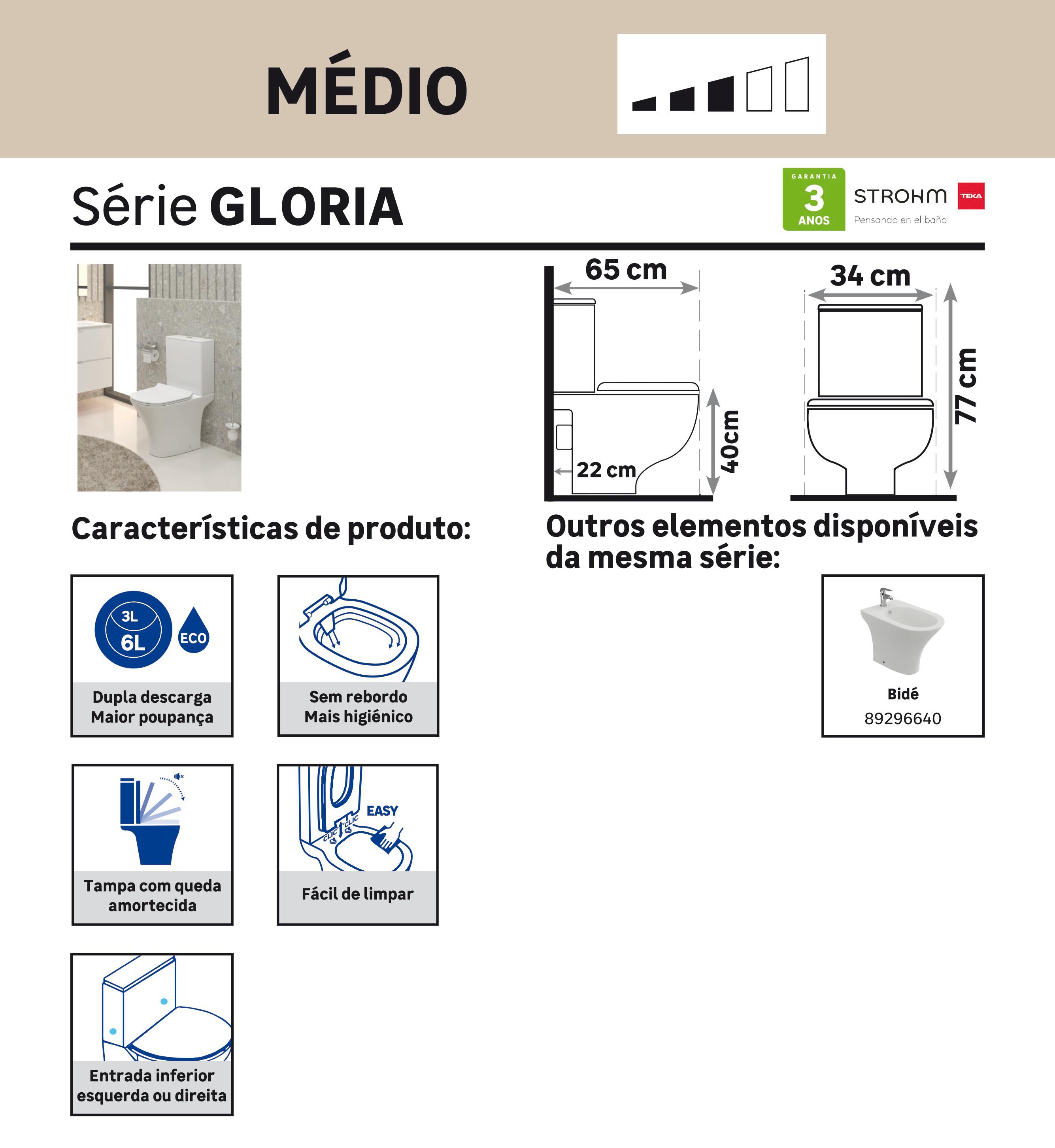 Sanita com com tanque e tampa branco Strohm Gloria - 6