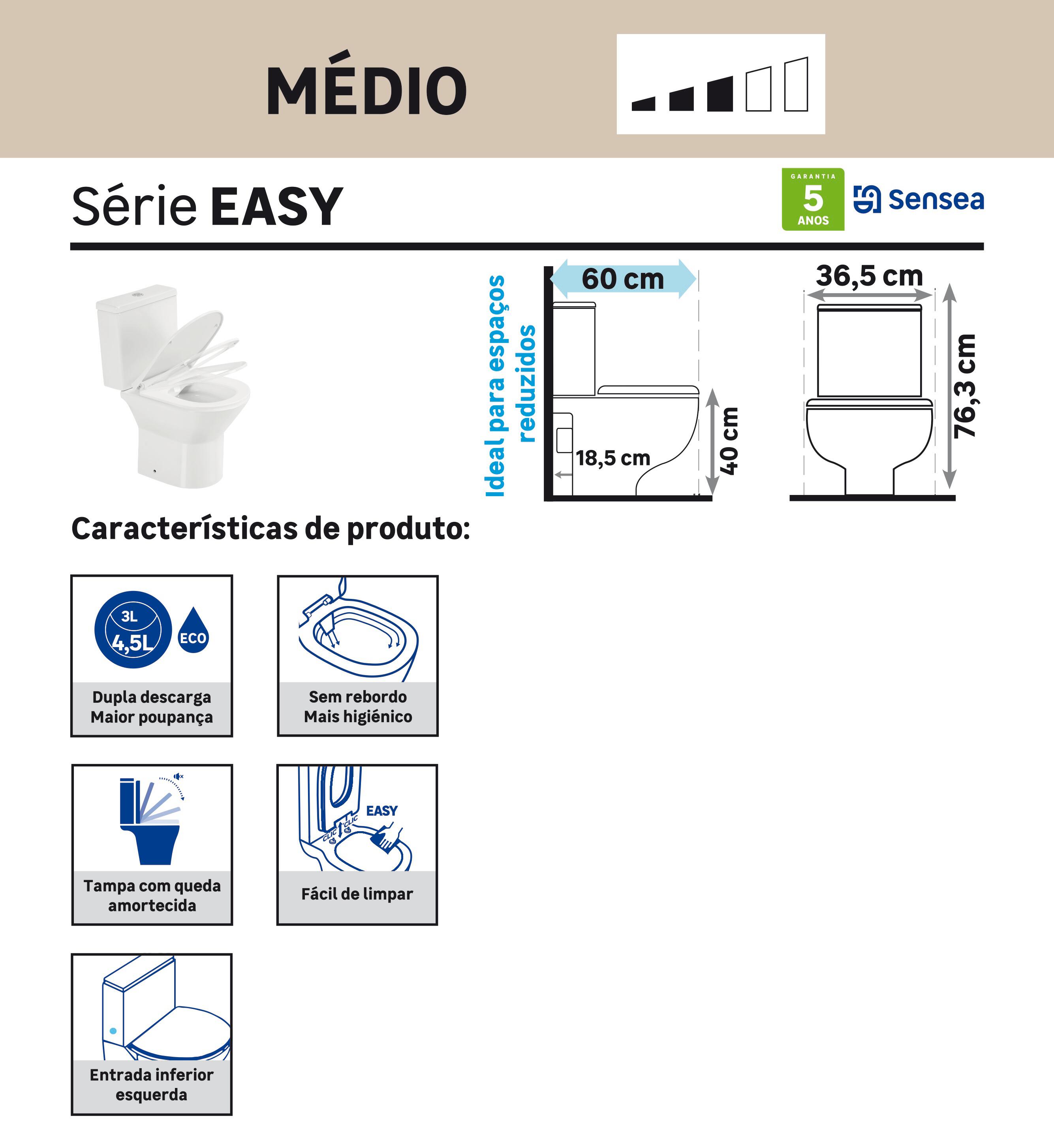 Pack sanita profundidade 60cm saída dupla branco Sensea Easy - 9