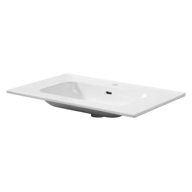 Plan simple vasque centrée Maya céramique blanc l.76 x P.49 cm