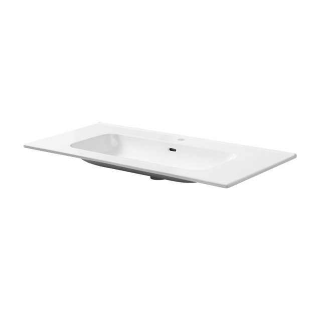 Plan simple vasque centrée Maya céramique blanc l.106 x P.49 cm