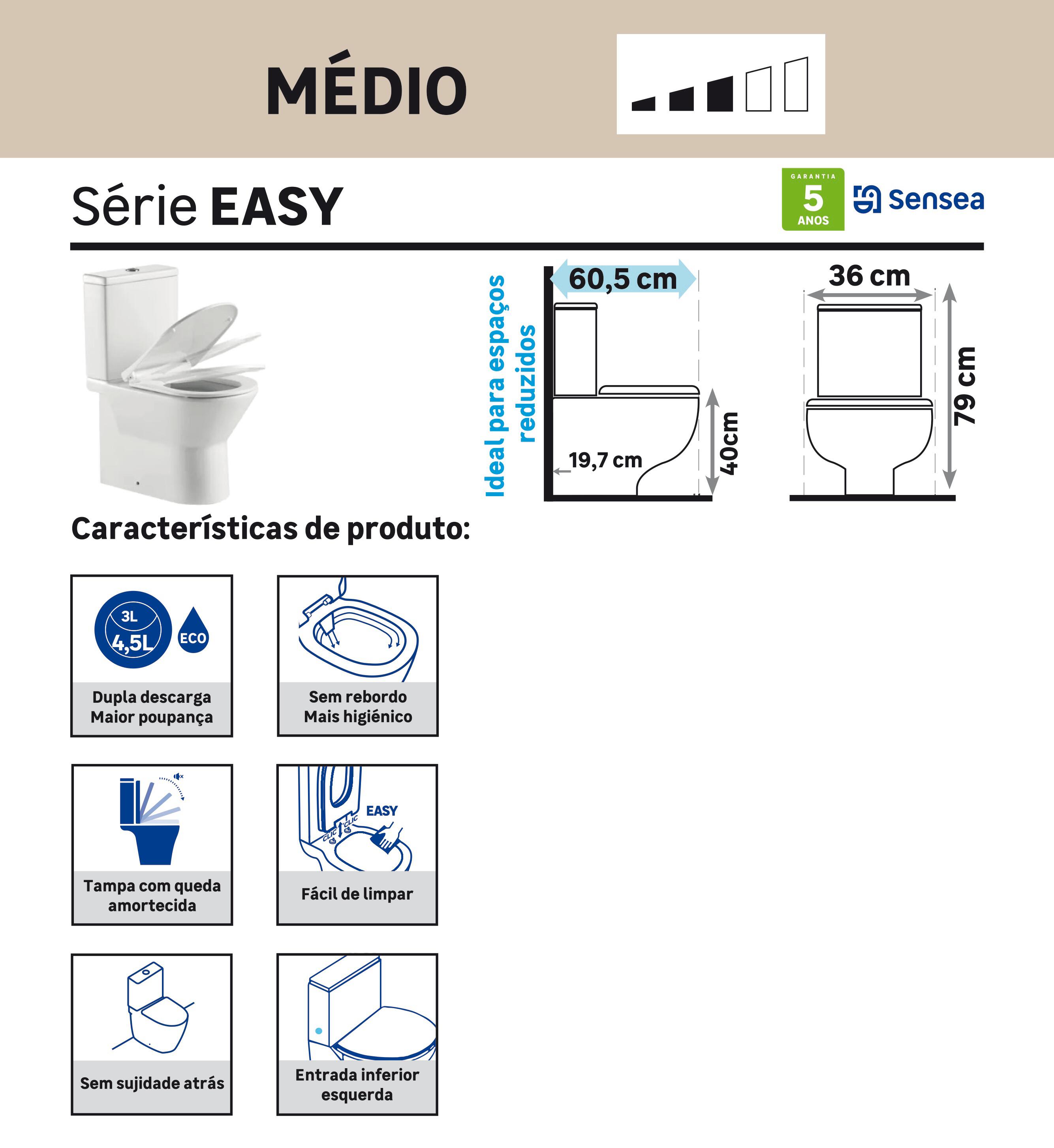 Pack sanita ao chão rimless branco saída universal 3/4.5 l Sensea Easy - 10